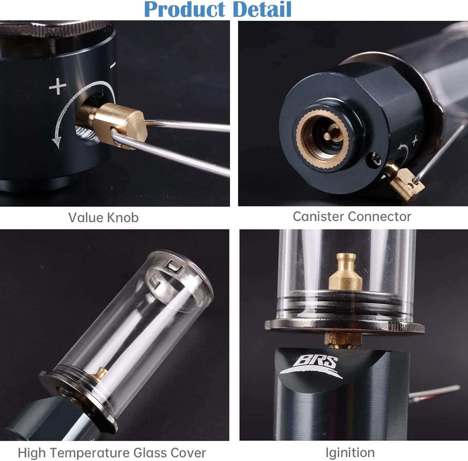 BRS-55 Portable Propane Outdoor Gas Lantern | Adjustable Brightness Glass Mantle Candle Lamp Low Fuel Consumption for Camping Tent Hiking