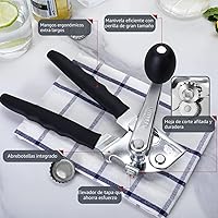 Vista 2 de Abridor de latas comercial, UHIYEE abridor de latas manual de mano resistente con mango extralargo cómodo, perilla de gran tamaño, abridor de latas