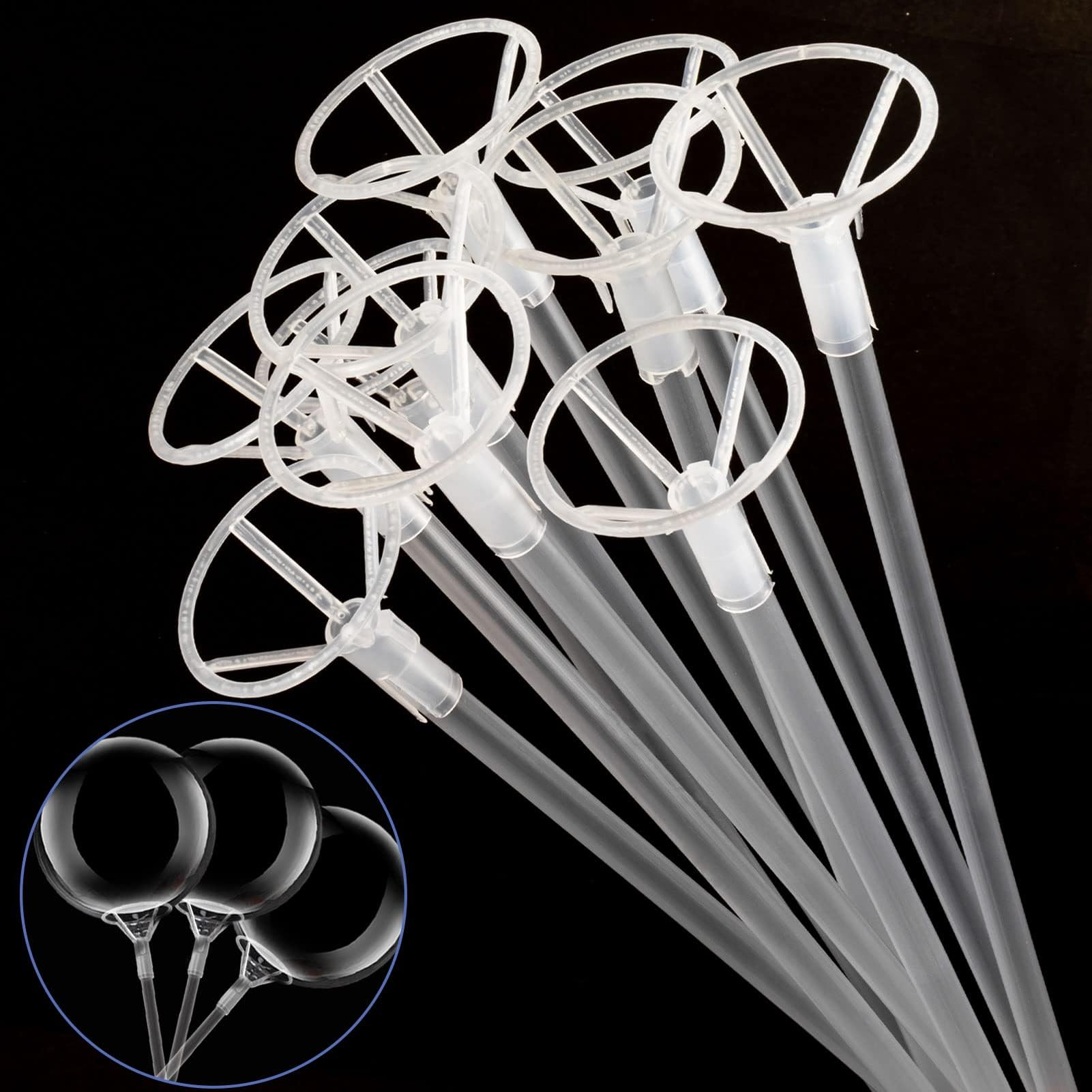 NALACALBalloon Rod, 50 Pieces Clear Balloon Holder Long Clear Balloon Sticks Reusable Balloon Stand with Cups for Bobo Balloons Birthday and Wedding Party Supplies, Medium