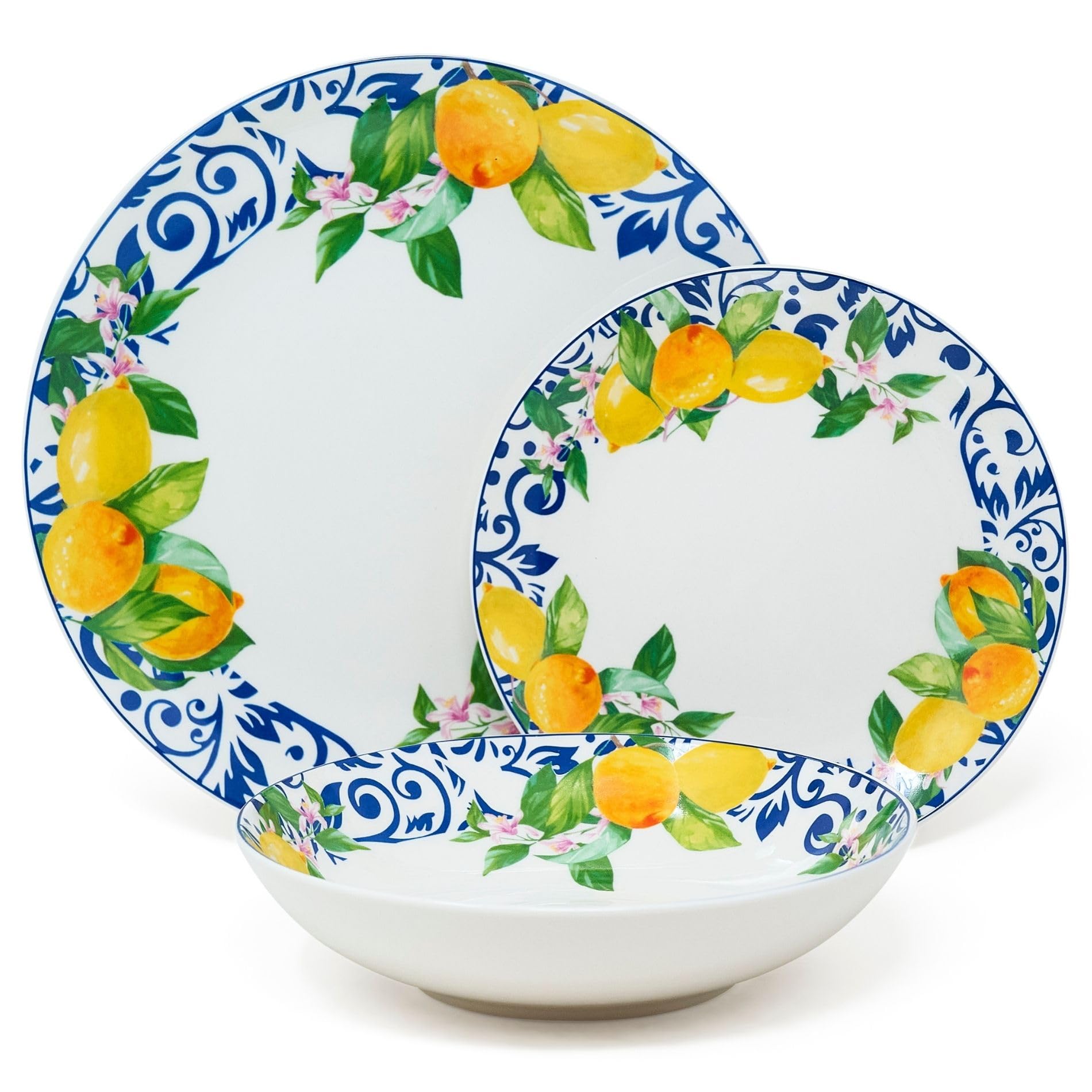 NAMAI - Servizio Piatti 6 Persone, Porcellana Resistente, Adatti in Lavastoviglie e Microonde, Colori Vivaci, Set Piatti 18 Pezzi, Servizio Piatti Colorati, Idea Regalo (Capri)