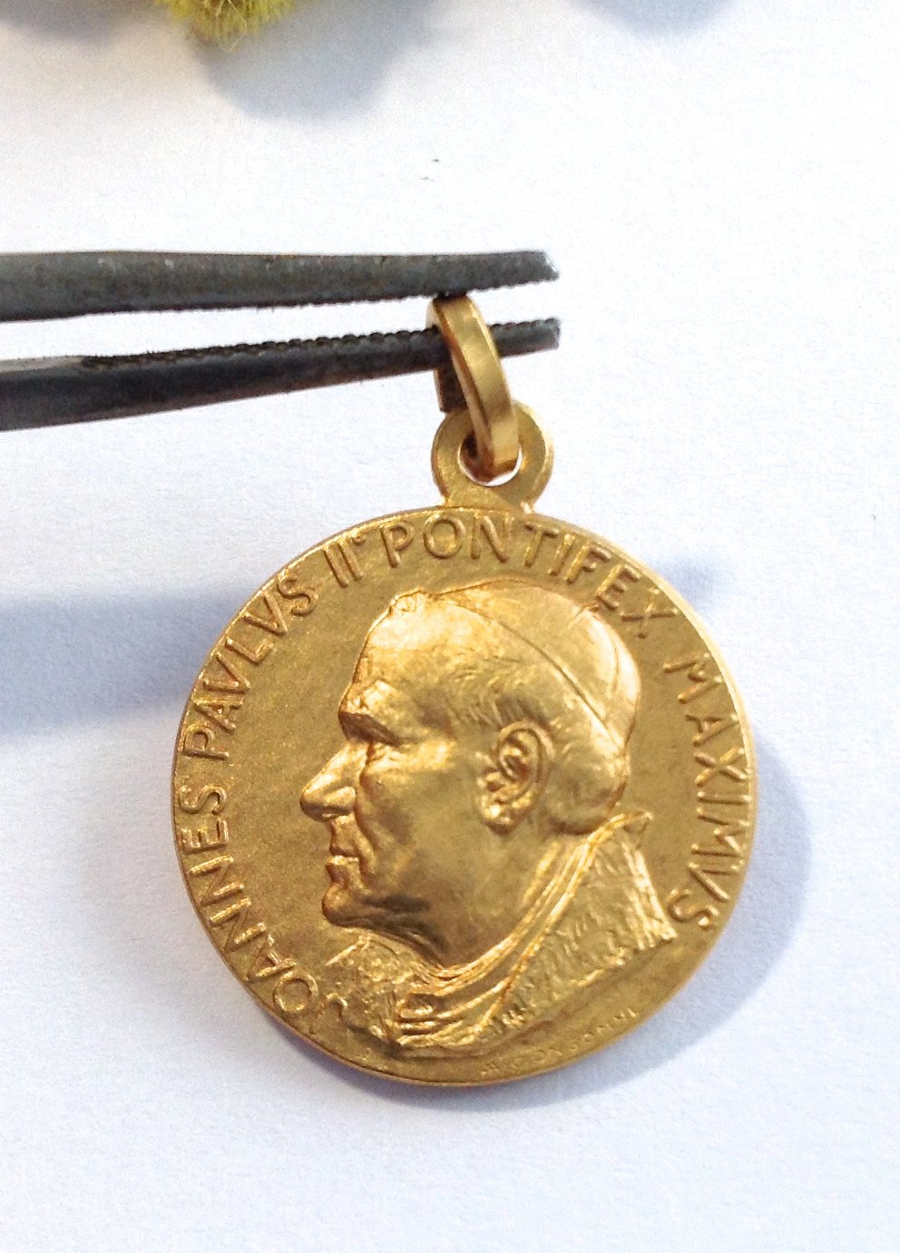 I G J Médaille de Saint- Pape Jean Paul II (Pape Wojtyla)-En Argent sterling 925 Plaqué Or