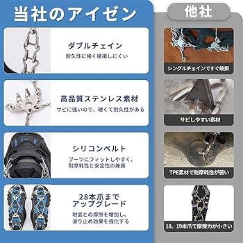 Amazon | KIMINO アイゼン 28本爪 チェーンスパイク 軽 アイゼン