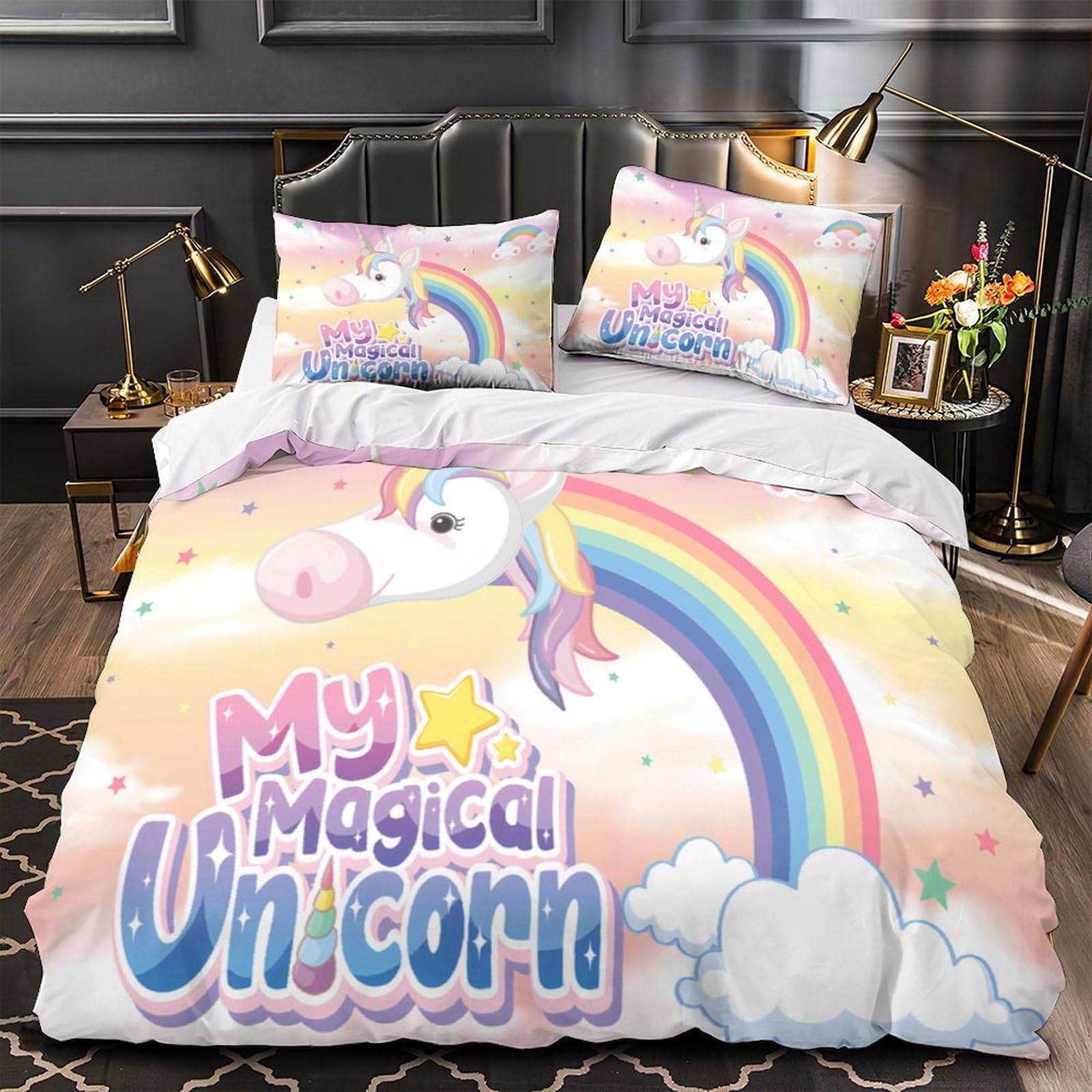 Parure de lit 3d lynx walking housse de couette microfibre 200x200cm pour chambre d'enfant