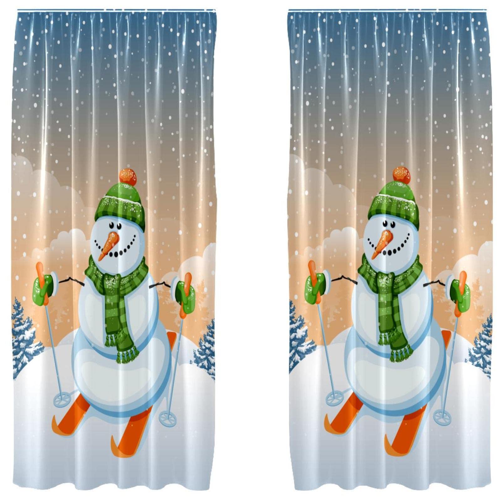 Cortinas navideñas de muñeco de nieve de 55x84" para transformar tu salón con estilo