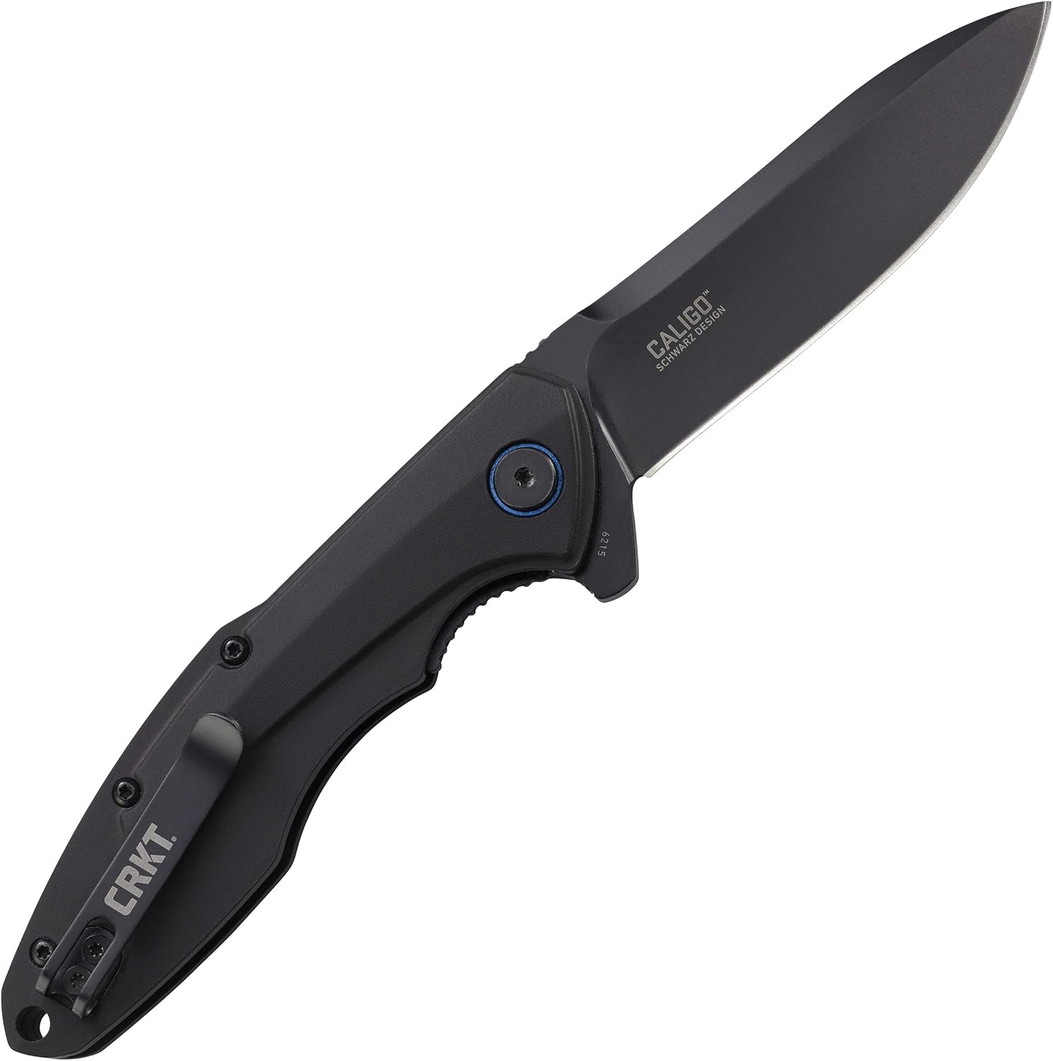 CRKT Caligo Folding Pocket Knife: Plain Edge Folder with Liner Lock, Everyday Carry Folded Knife with Flipper Opening, and Black Oxide Blade Finish 6215