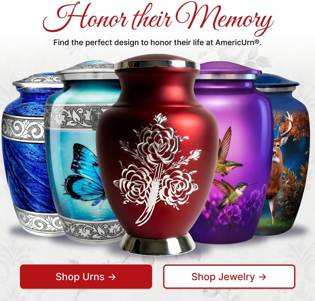 Red Rose Cremation Urns for Human Ashes Adult Male & Female Set of 2