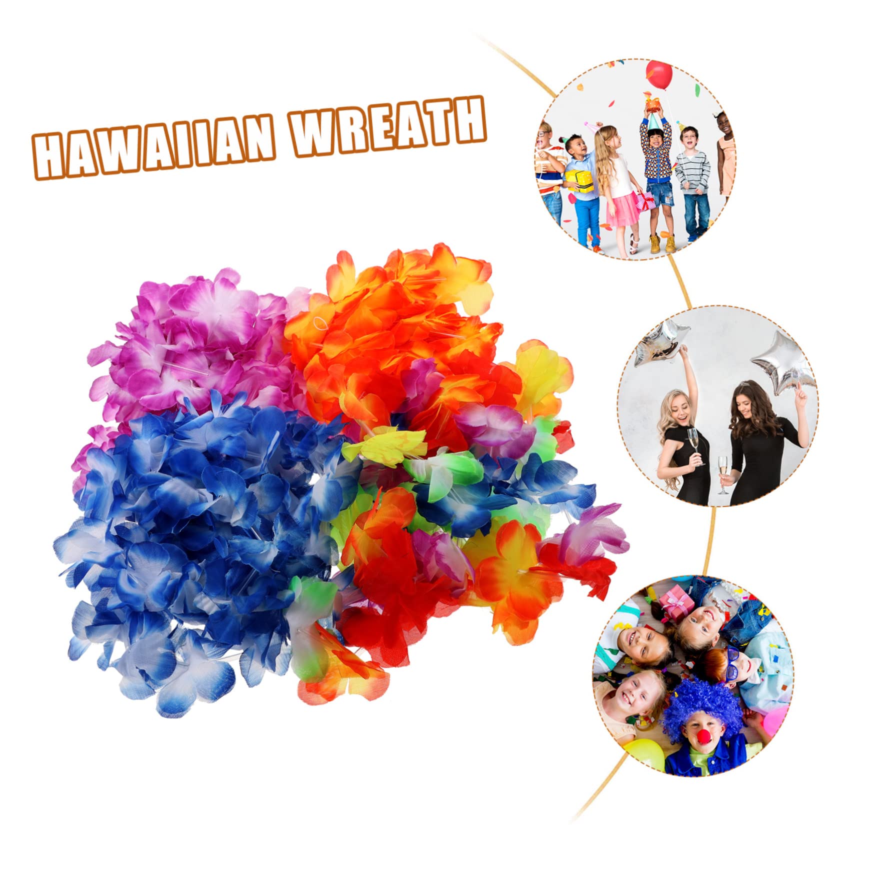 Alipis 2 Sätze Hawaiianische Lei Party hinein favorisieren Erwachsene Aha hawaii halskette blumenhaarkranz гирлянда blumengirlande blumenkranz hawaii leis stirnbänder Hawaii-Leinen Tuch