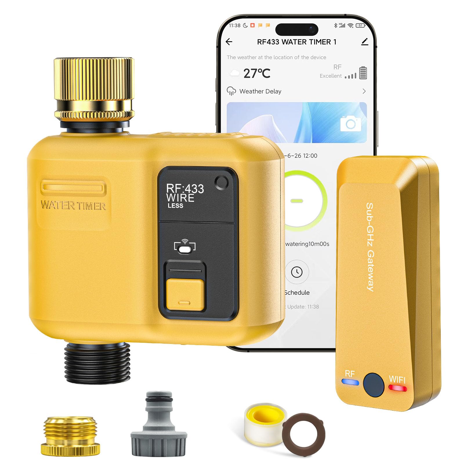 Ordenador de riego Inteligente WiFi con 1 Zona de Salida y 5 programas de riego con retardo de Lluvia/riego automático, Ideal para Invernadero y jardín