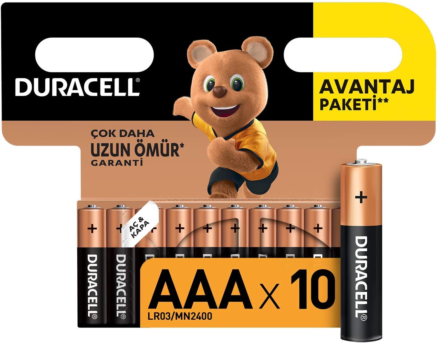 Duracell Alkalin AAA İnce Kalem Piller, LR03/MN2400, 10'lu paket - ₺25 indirim için 2 adet satın alın ve diğer ürünler