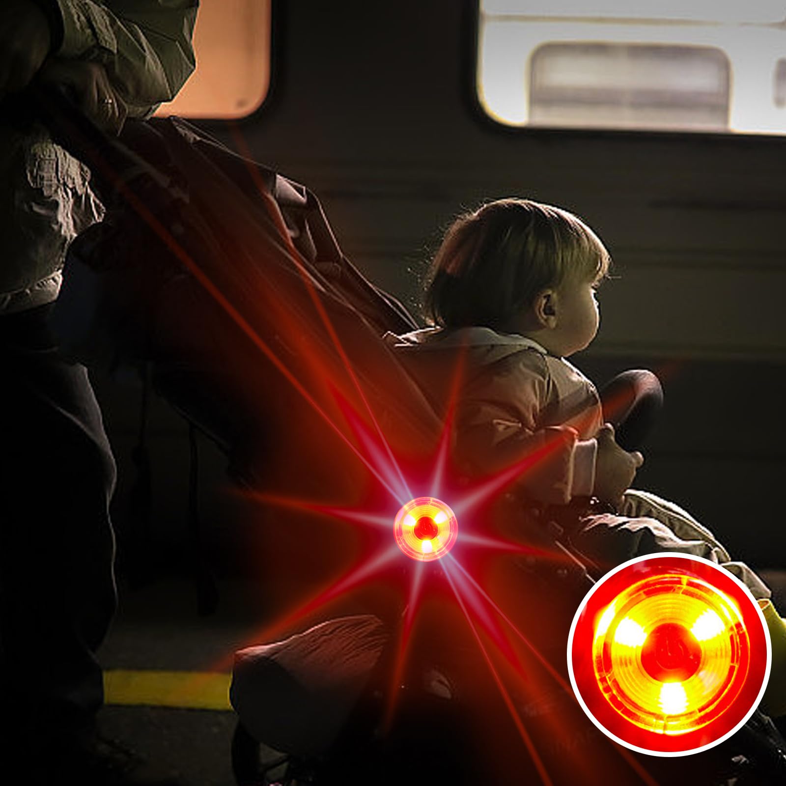 Vegena 6 luci per passeggino, luci a LED per passeggino, luce per passeggino, con 3 effetti di luce, riflettori, impermeabili, lampeggianti per zaino, per esterni, BY-HQY-BBCD-6S