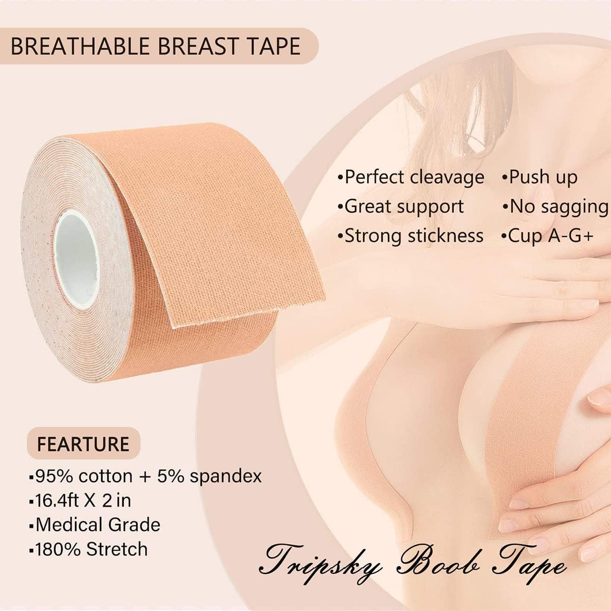 Boob Tape, Breast Lift Tape and Nipple Covers, Push up Tape and Breast Pasties Strapless Bra Tape Chest Support Tape for Large Breasts, Invisible Gaffer Tape Duct Tape Backless Bra Lift Tape Nude : Clothing, Shoes & Jewelry