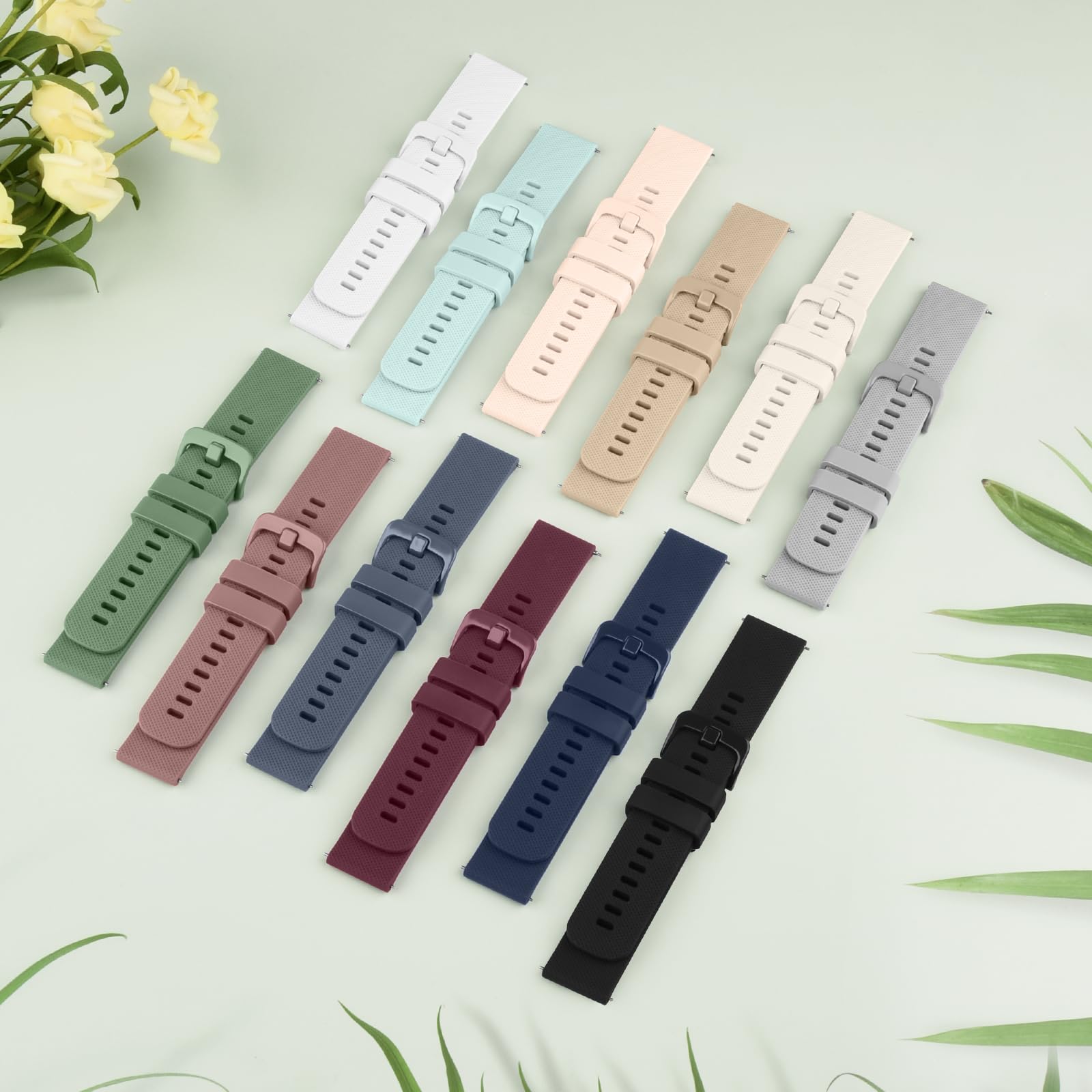 Wanme 20 mm 22 mm Rubber Watch Strap, Replacement Silicone Watch Bands with Quick Release, Waterproof Soft Watch Bands with M - 5