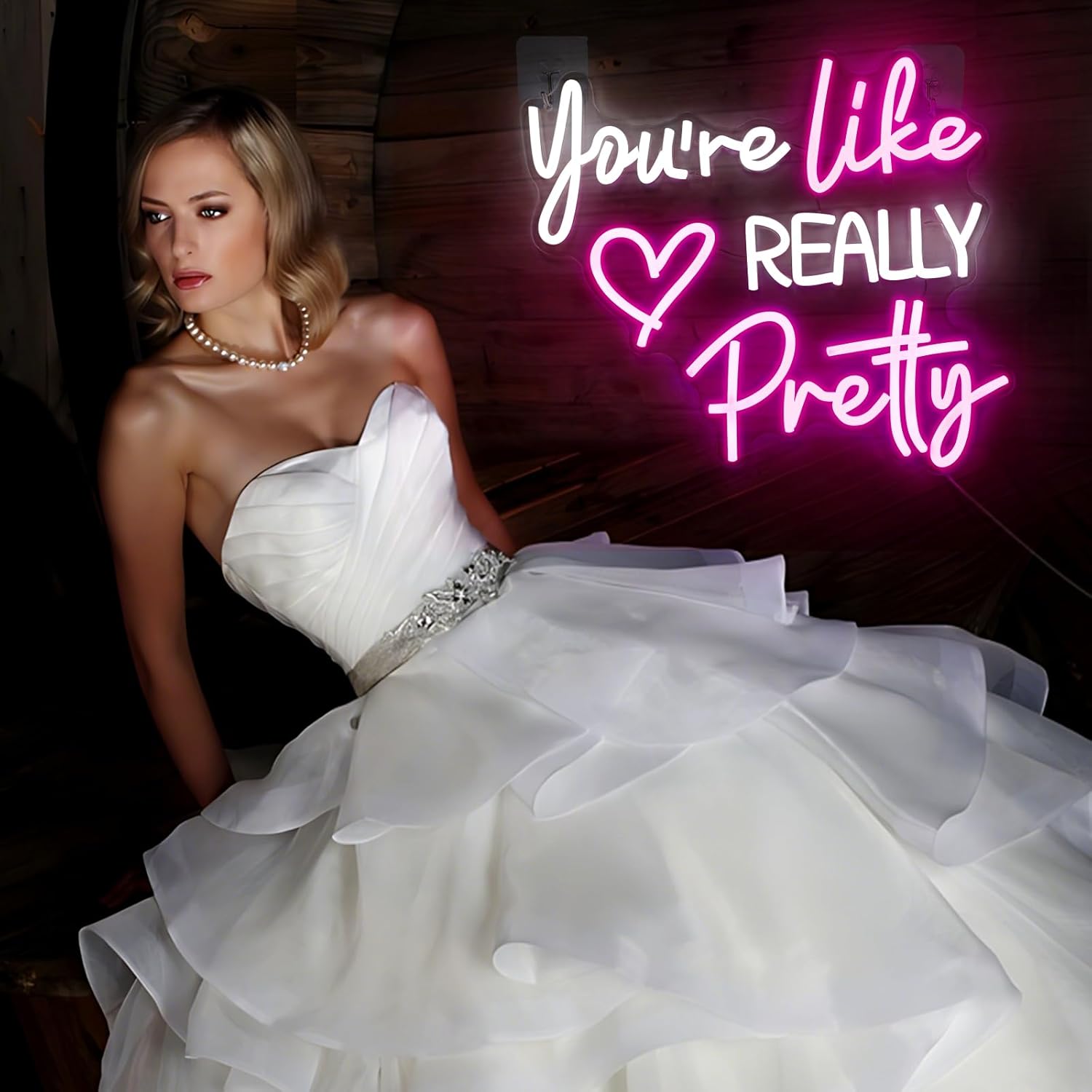 You're Like Really Pretty Neon Sign for Wall Decor, Pink Room Decor Led Sign for Bedroom Wall, Neon Light with Dimmer,Pink Wall Decoration USB Powered with Switch - Image 5