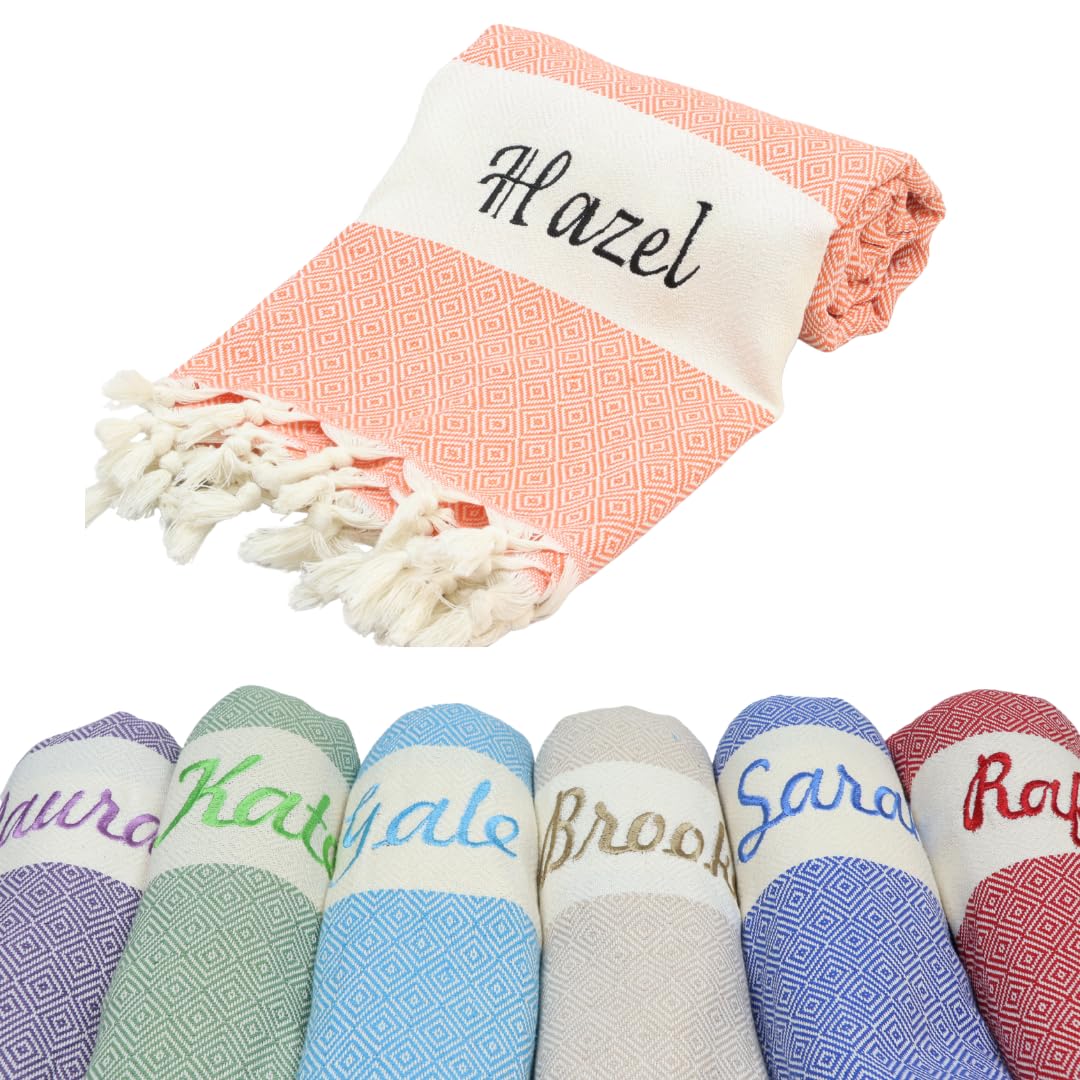 40x70, Personalized Beach Towel, Beach Bachelorette, Personalized Gifts, Bridesmaid Gifts, Girls Trip, Gift for Her, Wedding Gifts, Home Decor, Bridal Party, Beach Towel (Orange)