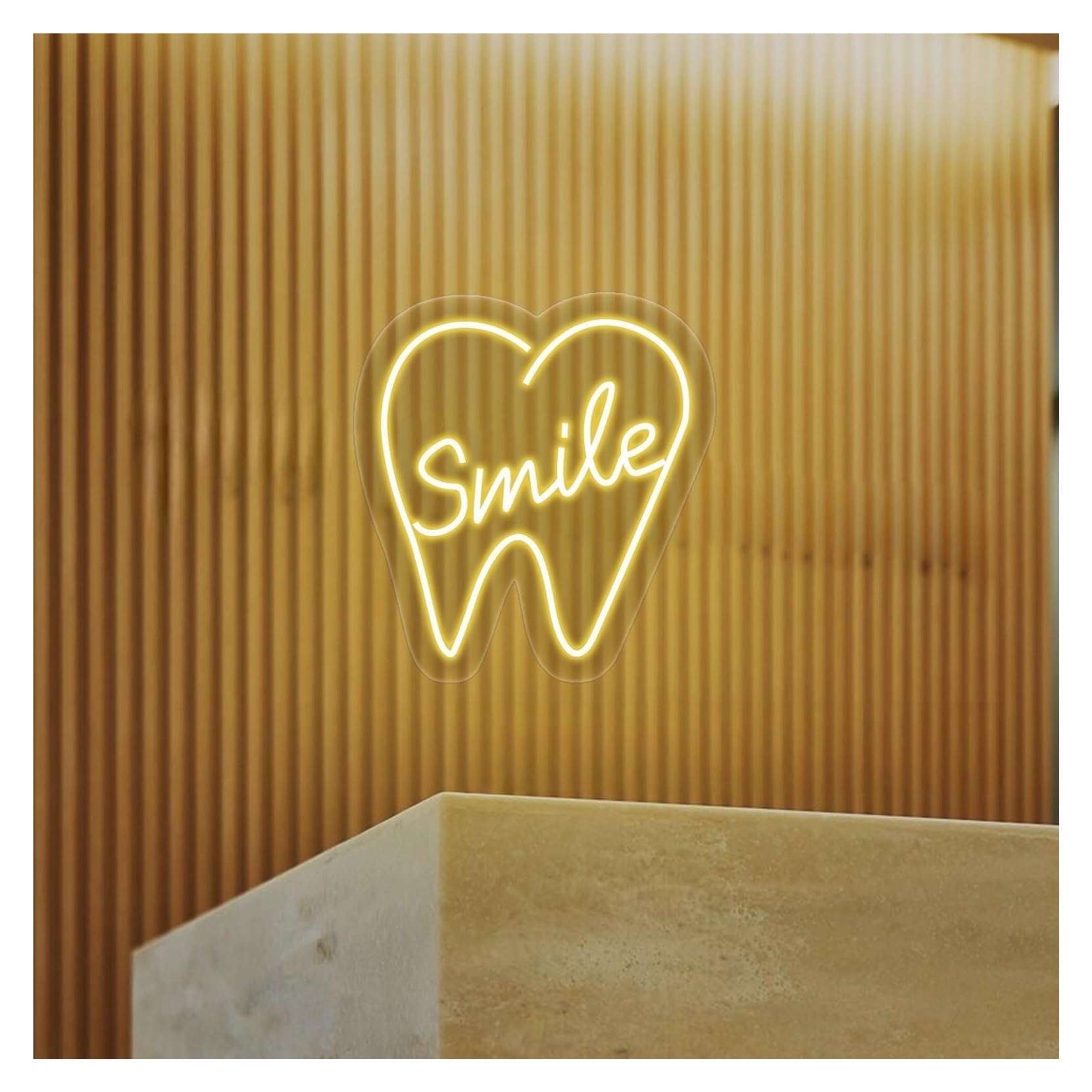 RONGCH Hanging Art Signs Smile Tooth Neon Sign,Suitable for Kids Room Dental Clinic Decor with Dimmable 28cmx30cm(C)