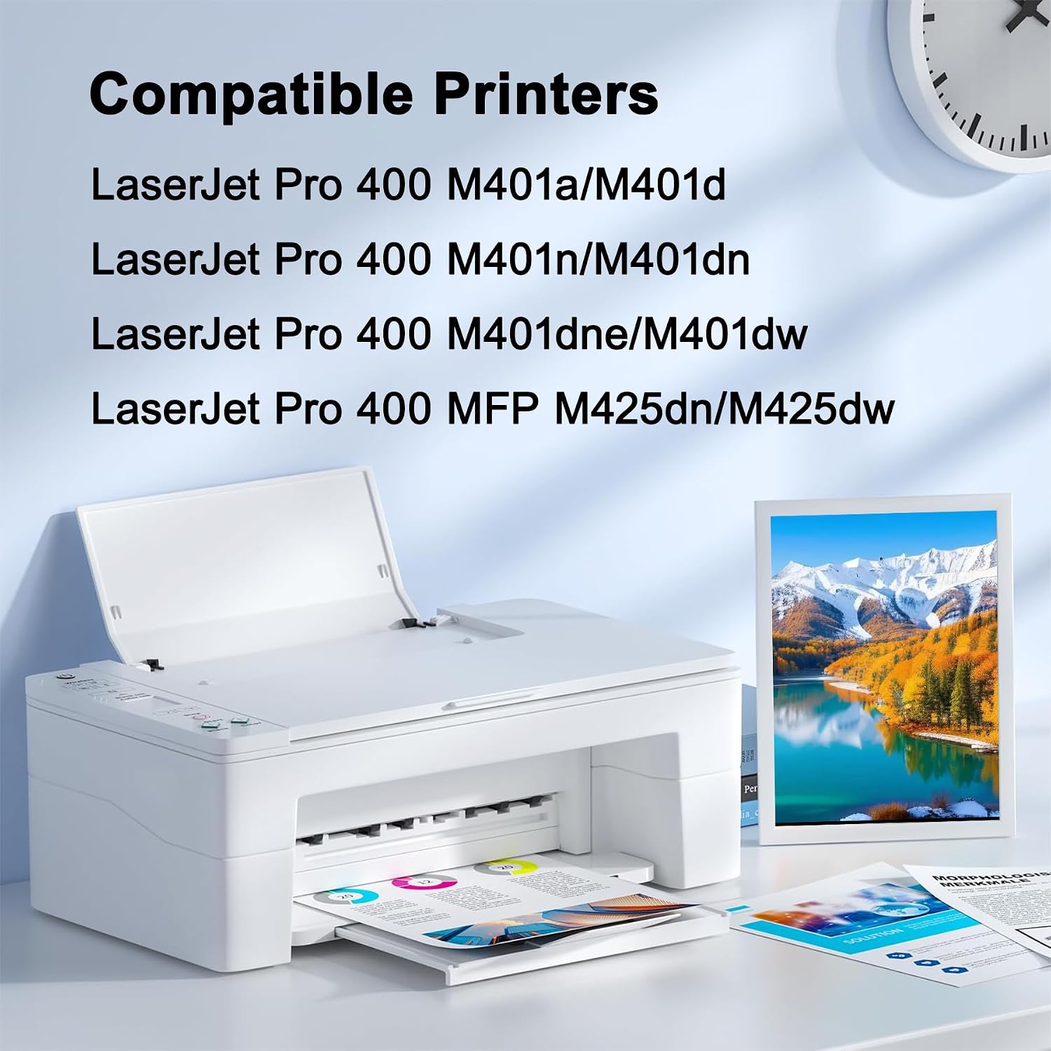 80A(CF280A) Toner Cartridge Replacement for HP 80A CF280A Work with M401A, M401N, M401D, M401DN, M401DNE, M401DW Printer（2-Pack，Black）