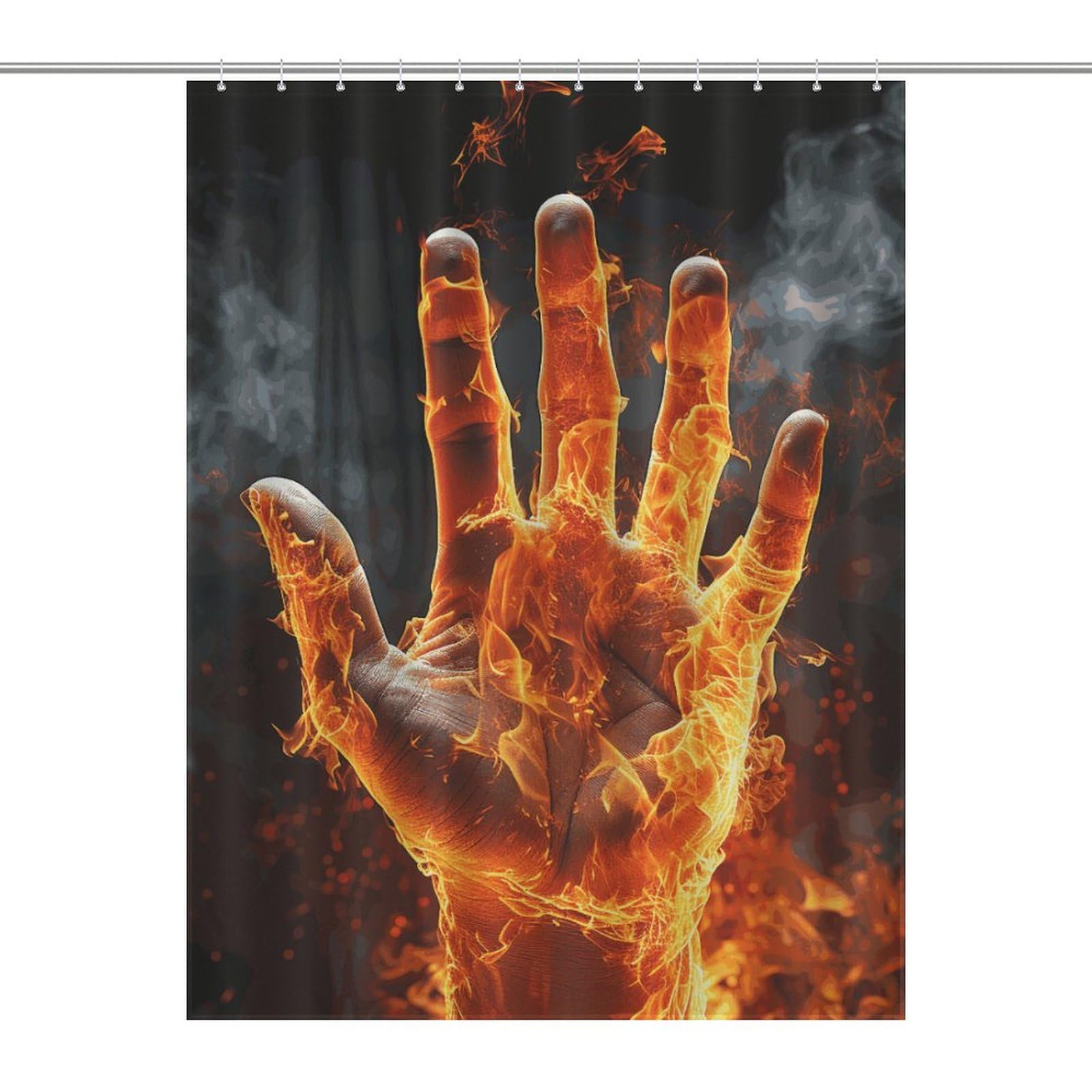 Rideau de douche moderne motif flamme pour dynamiser la décoration de votre salle de bain