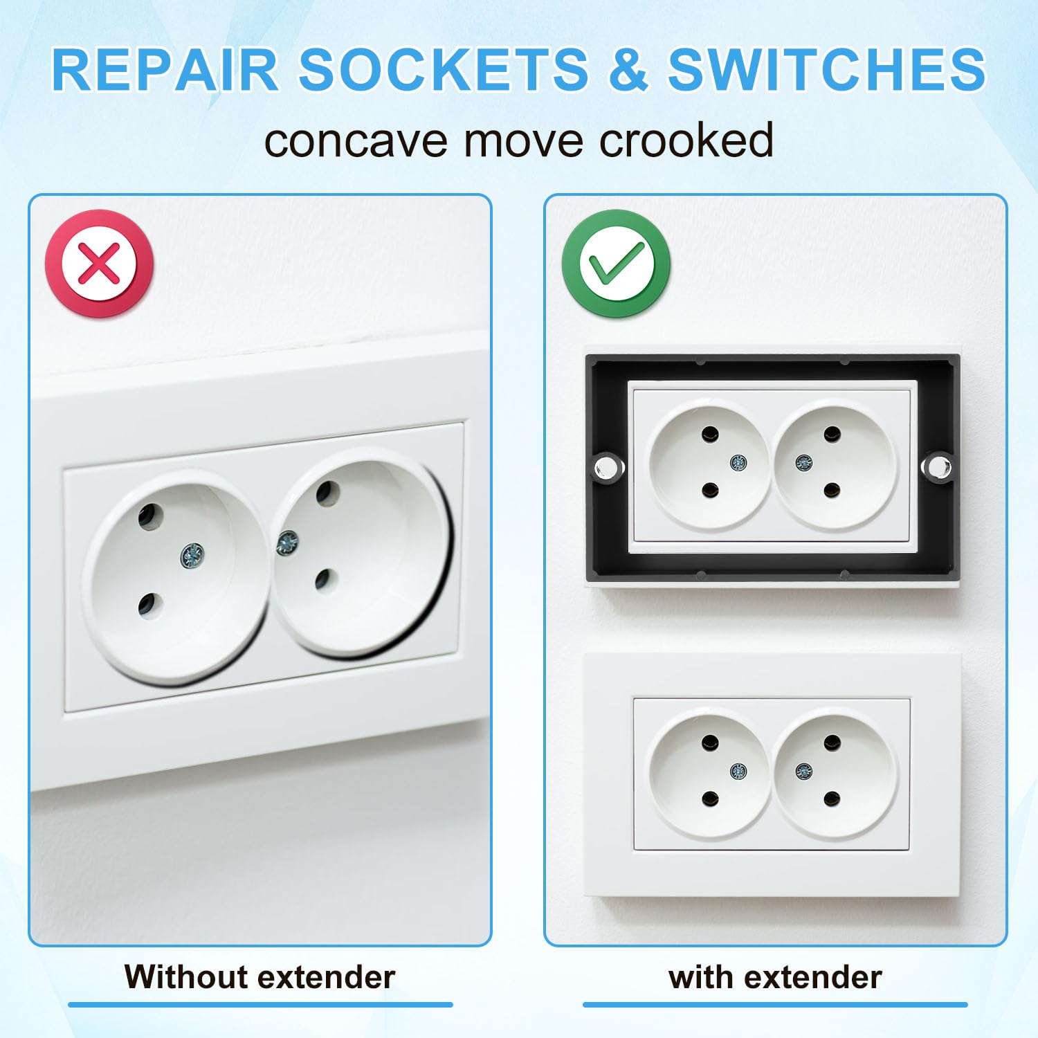 XIUTE Electrical Box Extender - 8 Pack Gray ABS 1/2 Inch Single Gang Outlet Spacers With Screws
