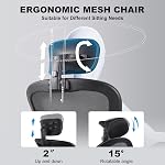 Flysky Ergonomic Office Chair - Breathable Mesh Swivel Computer Chair, Lumbar Back Support Task Chair, Office Chairs with Headrest and Flip-up Arms, Adjustable Height Executive Rolling Chair