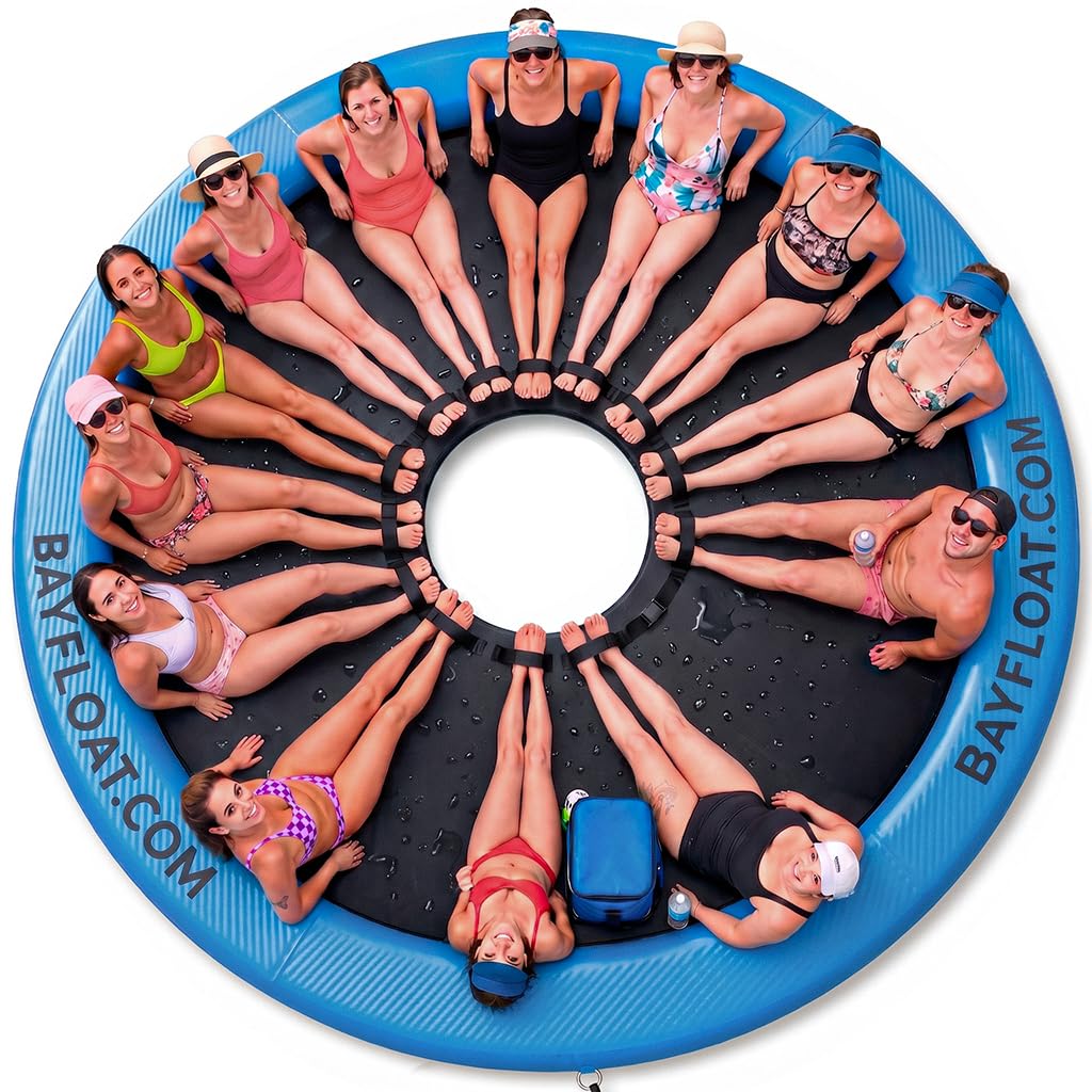 Maldives 360 - Anillo Hinchable 12 o 13 Personas, Doble-Capa Dura, Anti-Medusas, Plataforma Flotante, Flotador Hinchable, Azul
