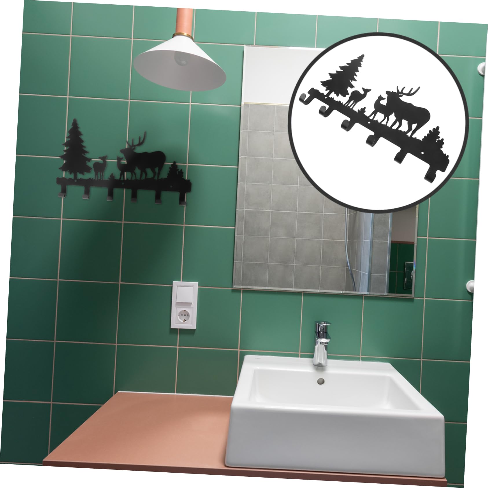 Gancio da Parete Decorativo in Ferro Nero, Design Cervo Foresta