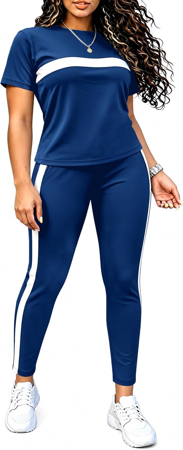 Workout Sets for Women Two Piece Outfits Summer Sweatsuits Jogger Sets Casual Tracksuit