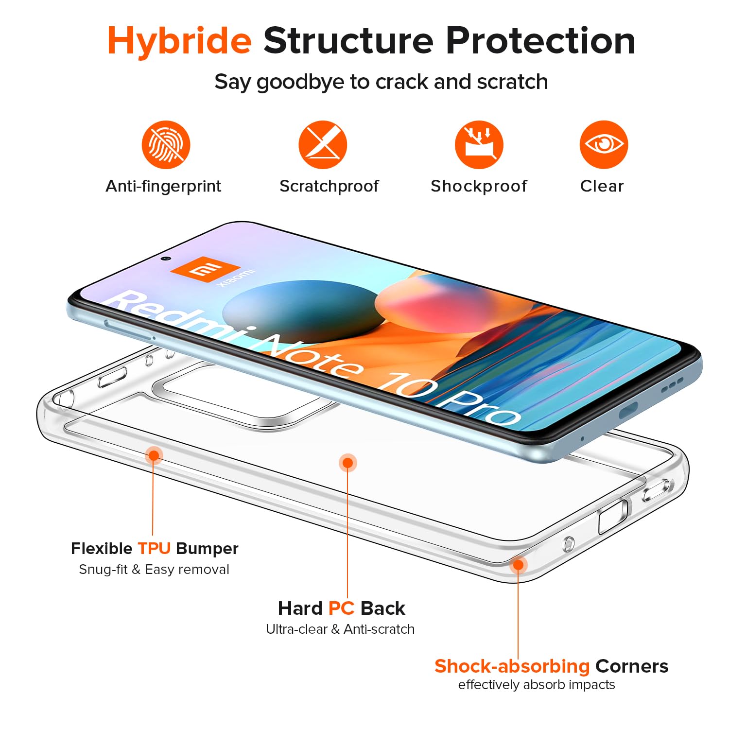 Ivoler Coque Pour Xiaomi Redmi Note 10 Pro, Ultra Transparent