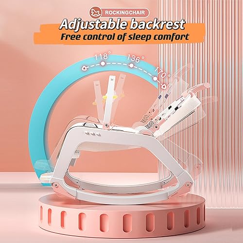 Miniatura 7 de Asiento inflable para bebé 5-1, silla mecedora portátil con ruedas, bandeja de aperitivos de juguete y toldo para exteriores, para niños pequeños,