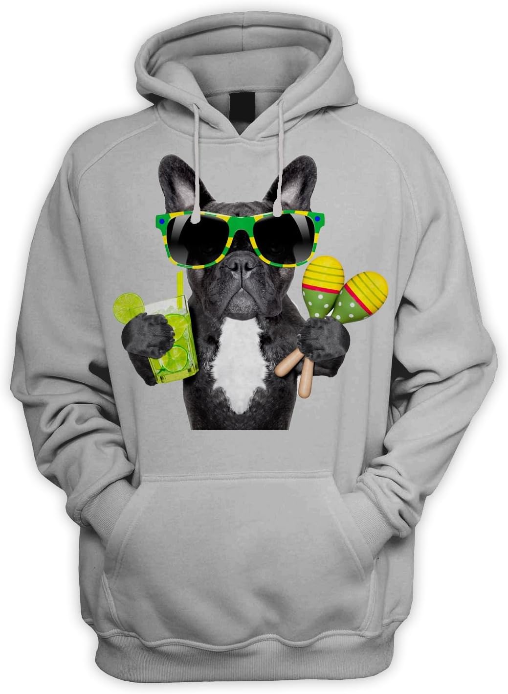 Tribal T-Shirts French Bulldog Brazilian Style Men's Pouch Pocket Hoodie Hooded Sweatshirt