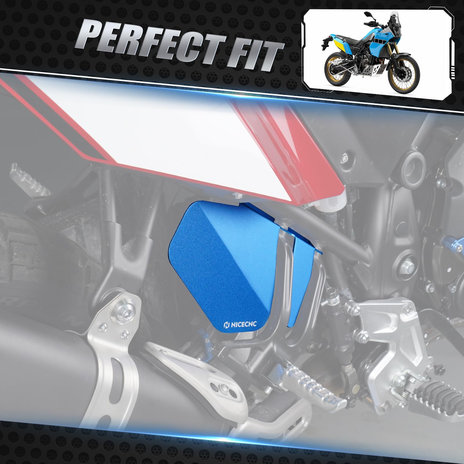 Accessoire Moto CNC Anodisé Garde-boue Auxiliaire NICECNC Pour Yamaha Tenere 700 (2020-2024) - Aluminium 5052 Usiné CNC - Anodisé - Protection Boue /gravier