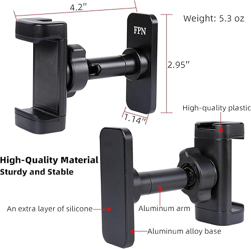 Miniatura 5 de Soporte magnético superfuerte para teléfono para gimnasio, 10 imanes N52, base y junta de aleación de aluminio, soporte de teléfono de gimnasio para