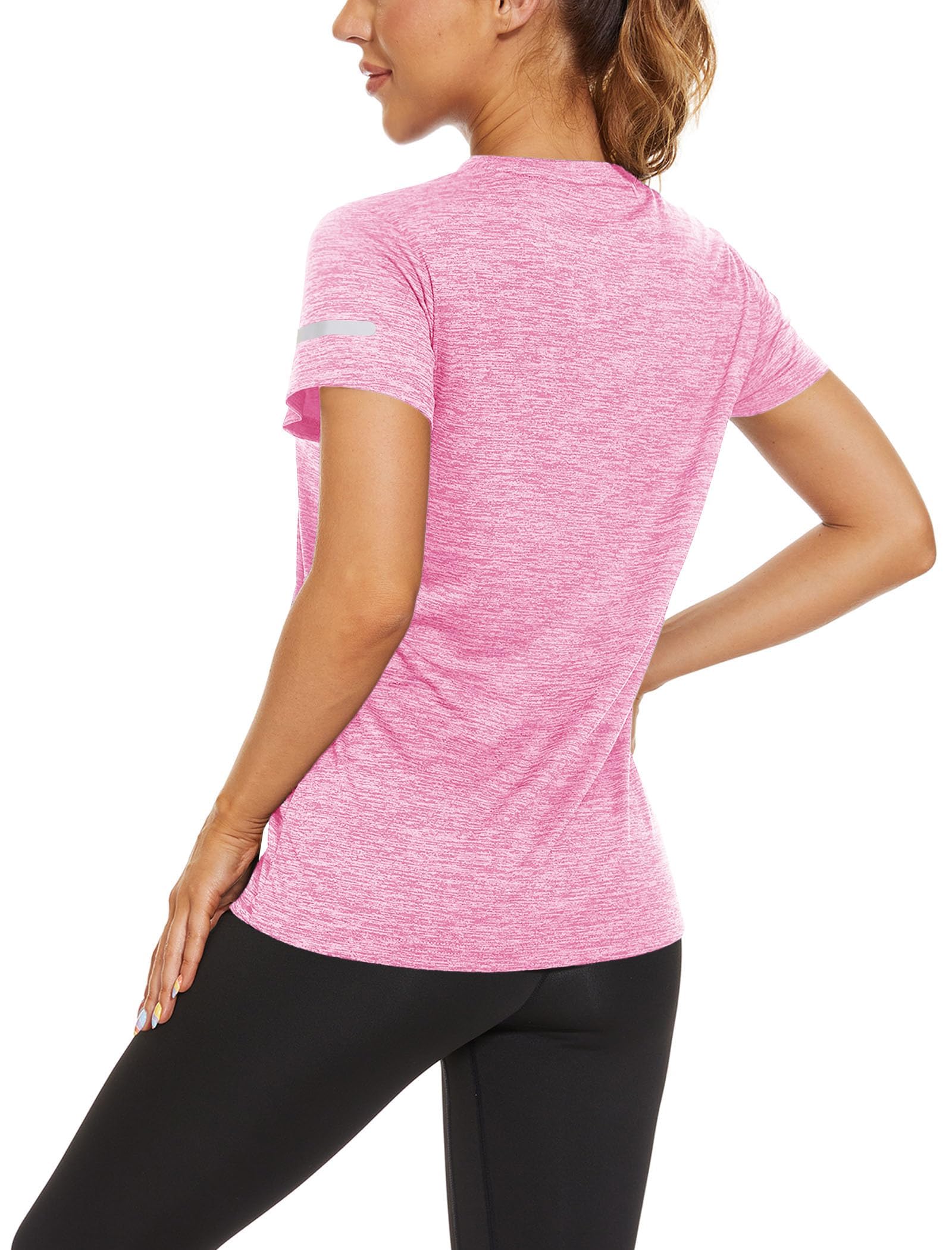 KEFITEVD Camiseta de Running para Mujer Camiseta de Senderismo para Mujer Camiseta de Yoga de Poliéster para Niña con Cuello Redondo