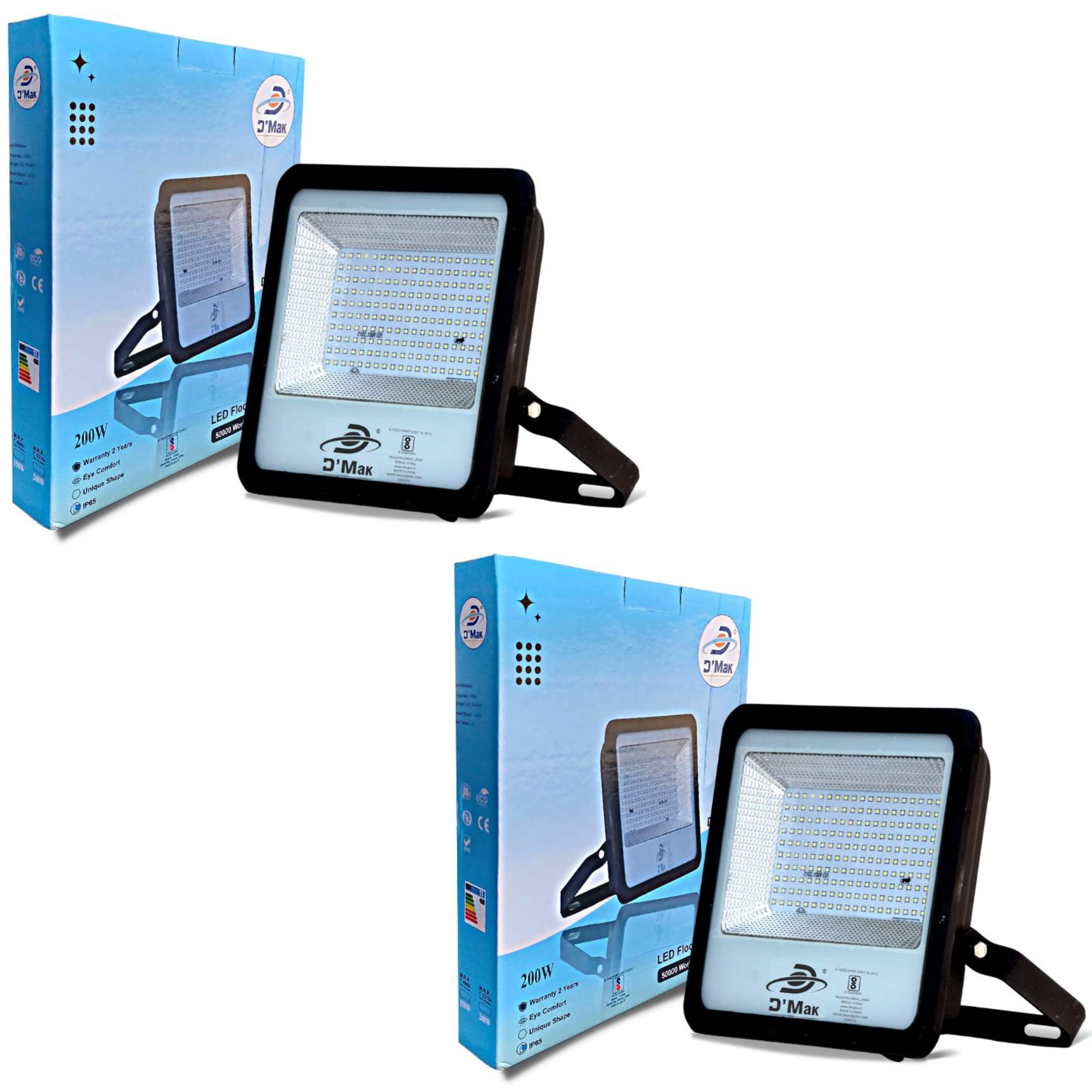 Store 200 Watt Waterproof 5054 Model Slim LED Flood Light for Outdoor Purposes (White) Die Caste, IP65 Waterproof, Rustproof White Parking Area, Malls, Garden, Patio, -Pack of 2