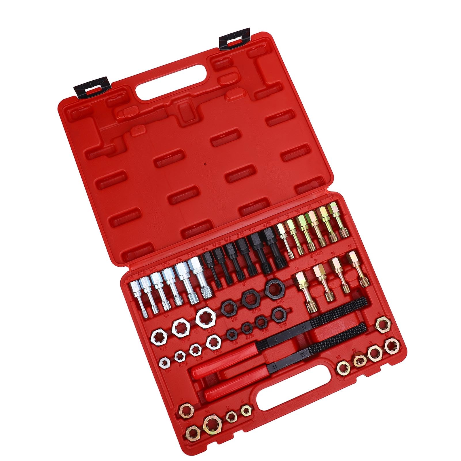 48 Piece thread Chaser set, metrica e SAE TAPS 22 TAPS 24 muore 2 file thread thread restaurar kit, kit di strumenti universali di rethreading, strumento di restauratore
