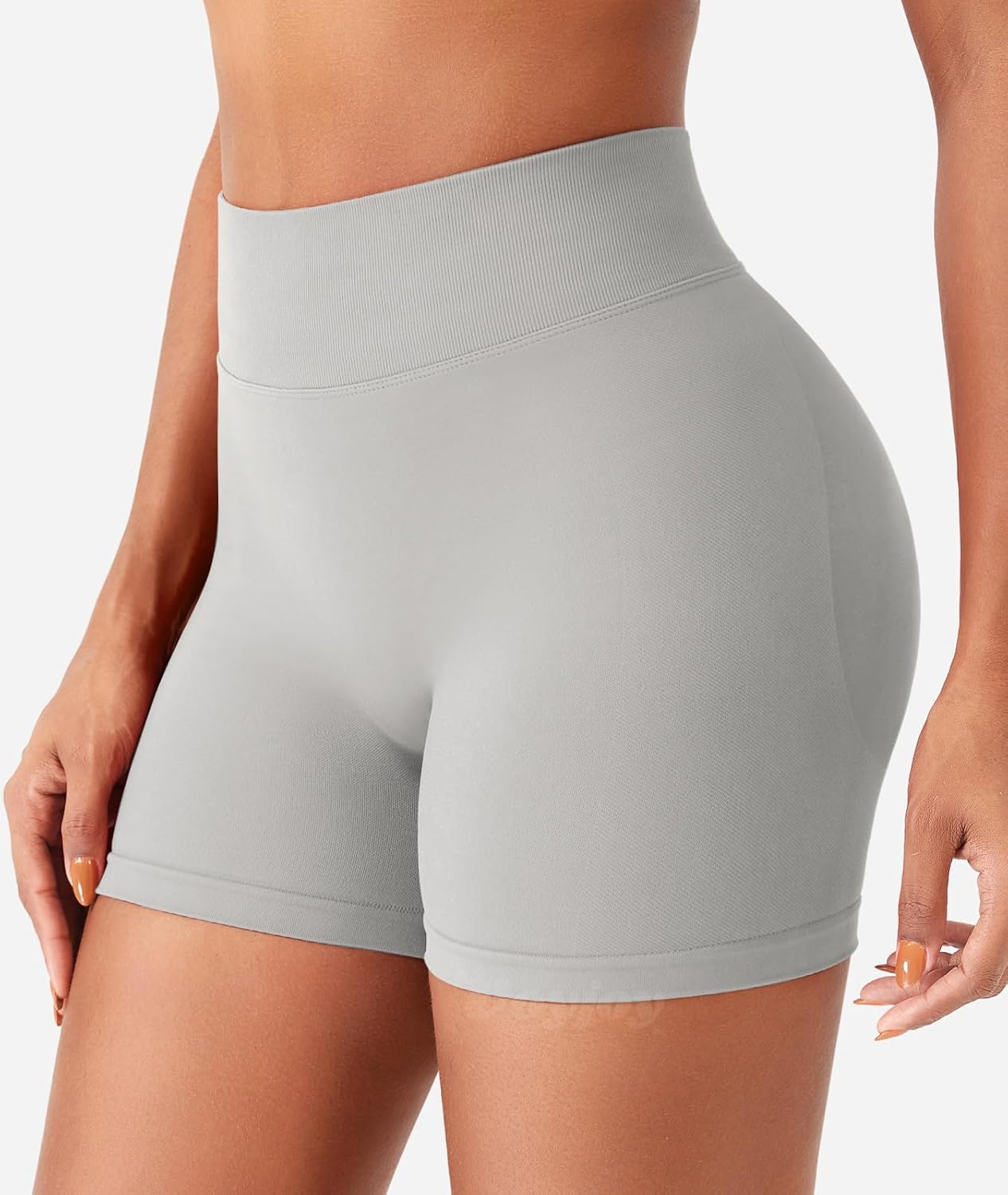 VOYJOY Women Workout Impact Shorts 3.6" V Back High Waist Scrunch Butt Lifting Seamless Gym Biker Shorts - Image 2