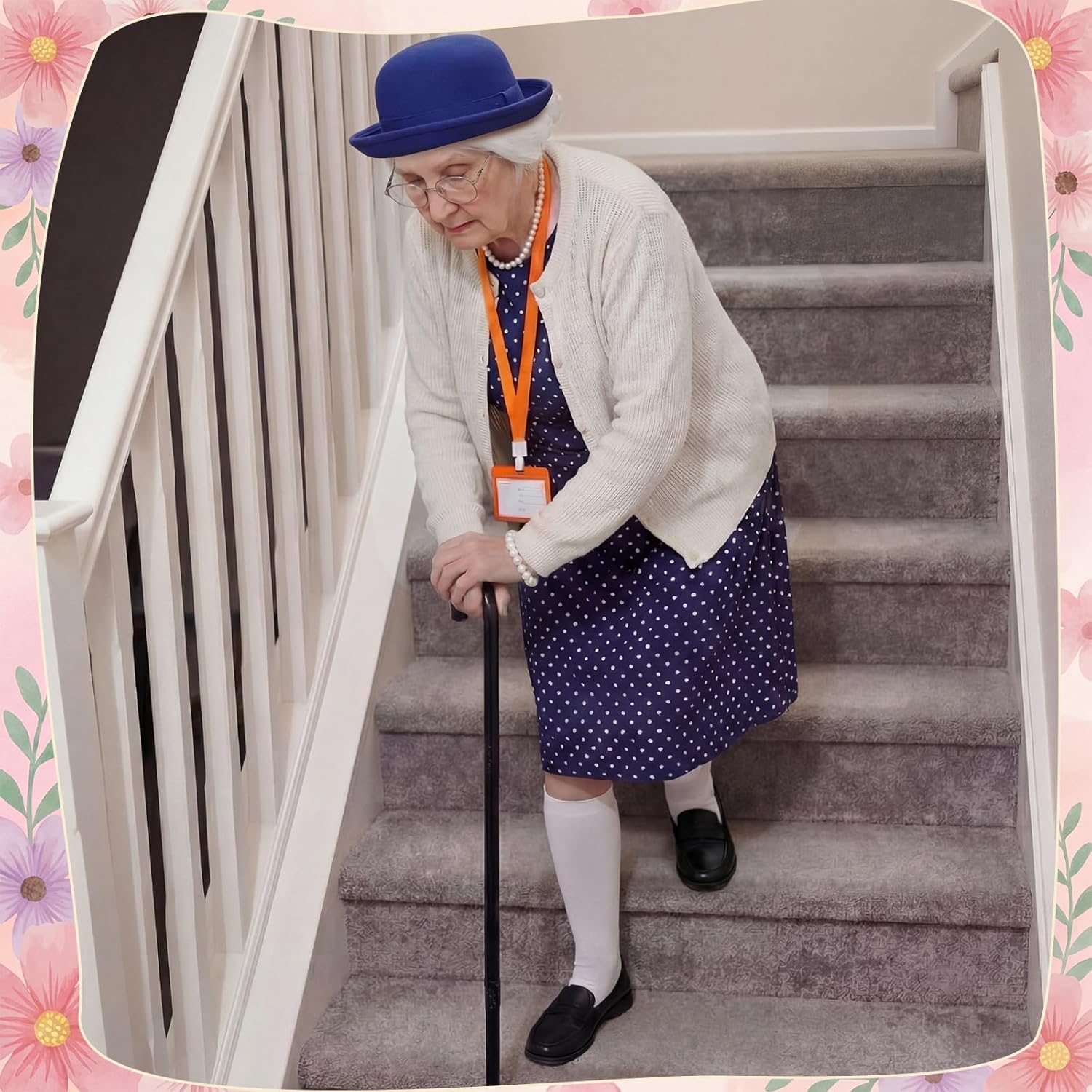 Shinymoon 13 Pcs 100 Days of Old Lady School Costume Set for Women Grandma Granny Cosplay Outfit Set Dress up Accessories - Image 2