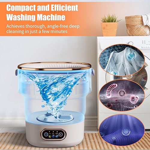 Miniatura 3 de Lavadora portátil mini lavadora plegable de 16 litros con cesta giratoria, lavadora portátil para apartamento, caravana, viajes, camping, 3 modos de