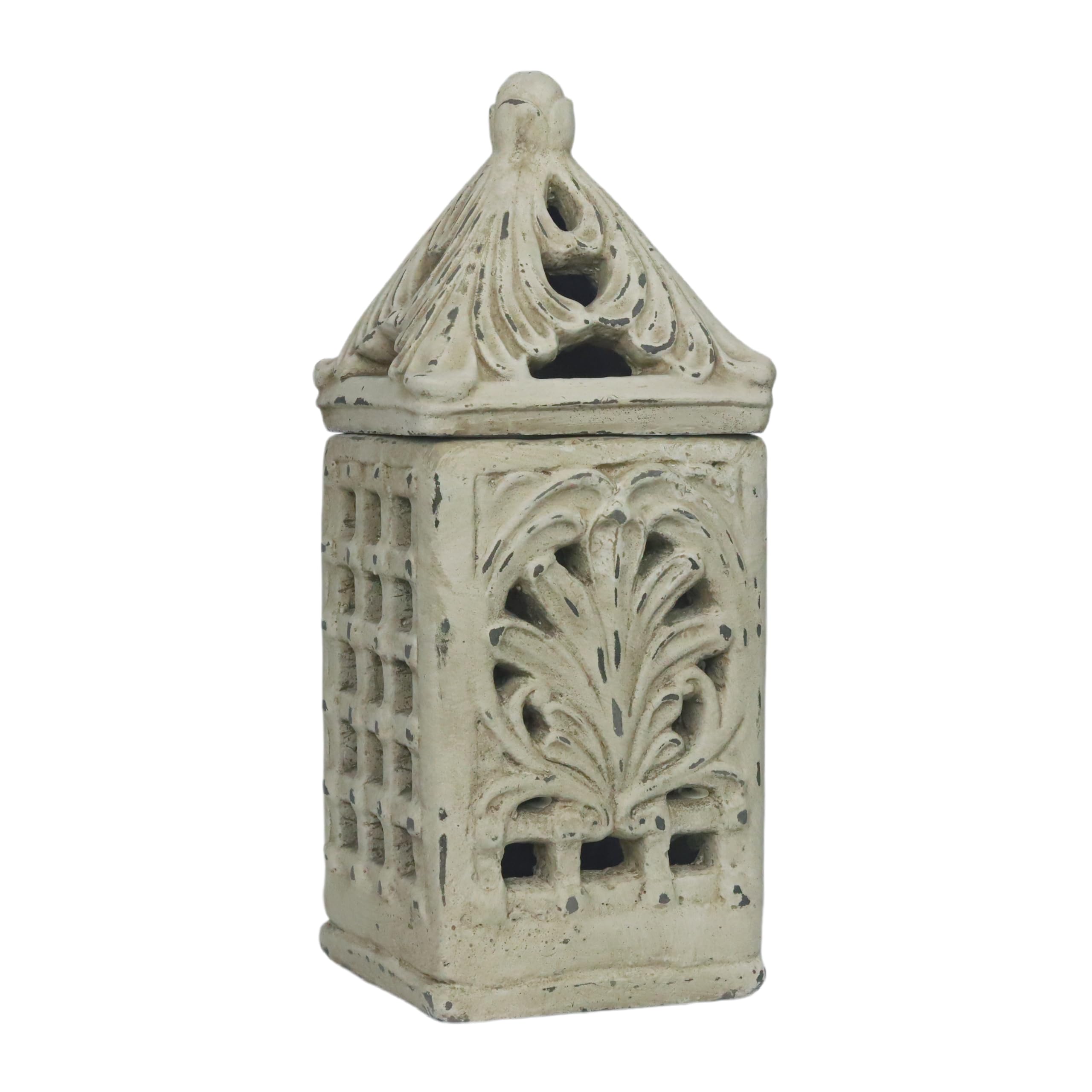 BEGORGEO Vintage French Country Square Candle Lantern White Shabby Chic