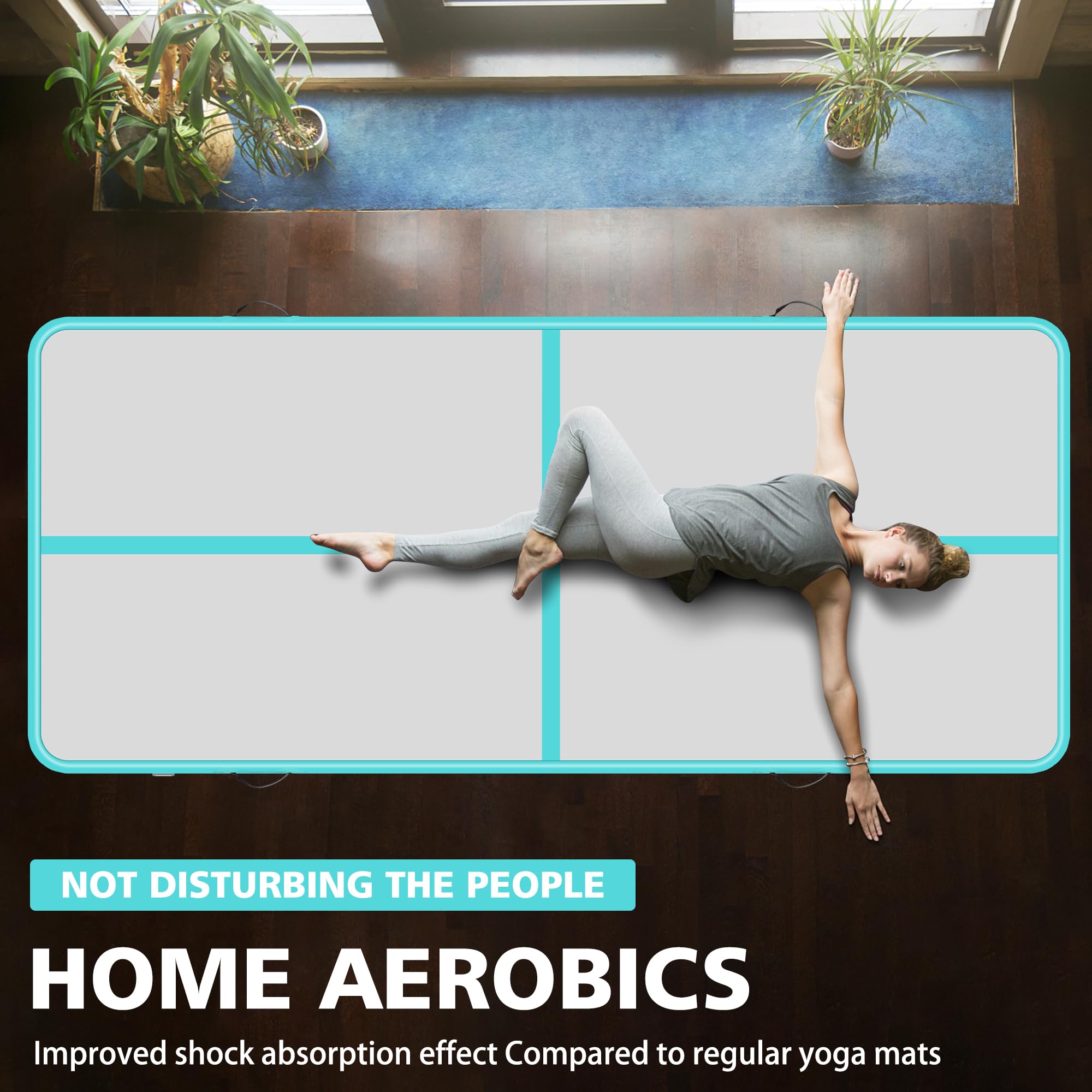 BPB Tapis de gymnastique gonflable. Tapis de gymnastique gonflable de 3 m pour usage domestique, entraînement, gymnastique, yoga, Pilates, arts martiaux, la plage, la mer