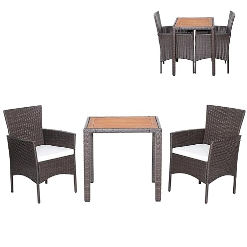 Tangkula 3 Pieces Patio Furniture Set, Outdoor Mix Brown Wicker