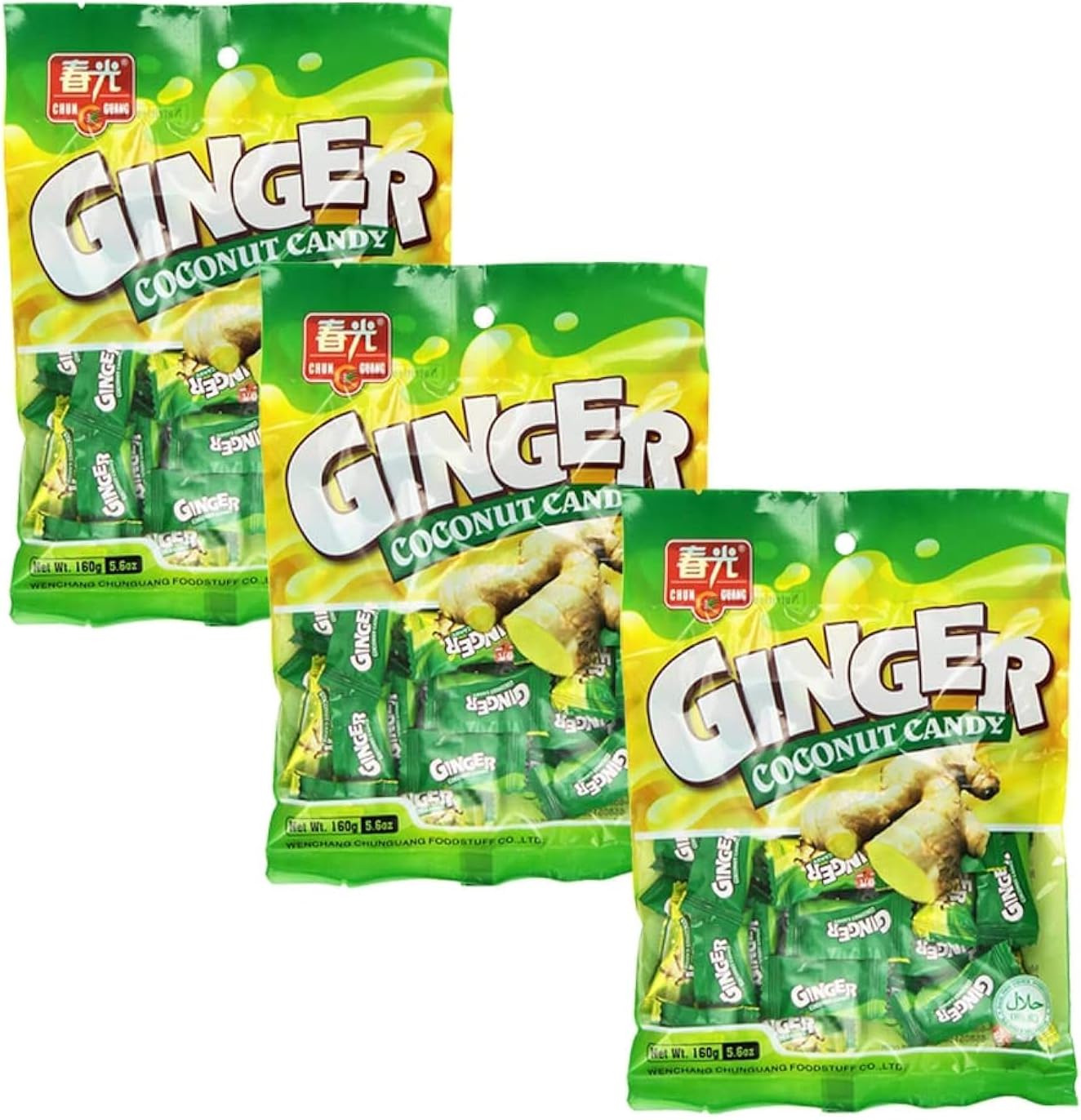Ginger Coconut Candy (Ginger Coconut 5.6oz, 3 pack)