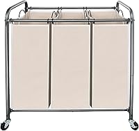 Vista 9 de STO STO Clasificador de ropa sucia de 3 secciones, cesta de ropa con 3 bolsas, cesta de lavandería con ruedas resistentes y bolsa extraíble para Gris