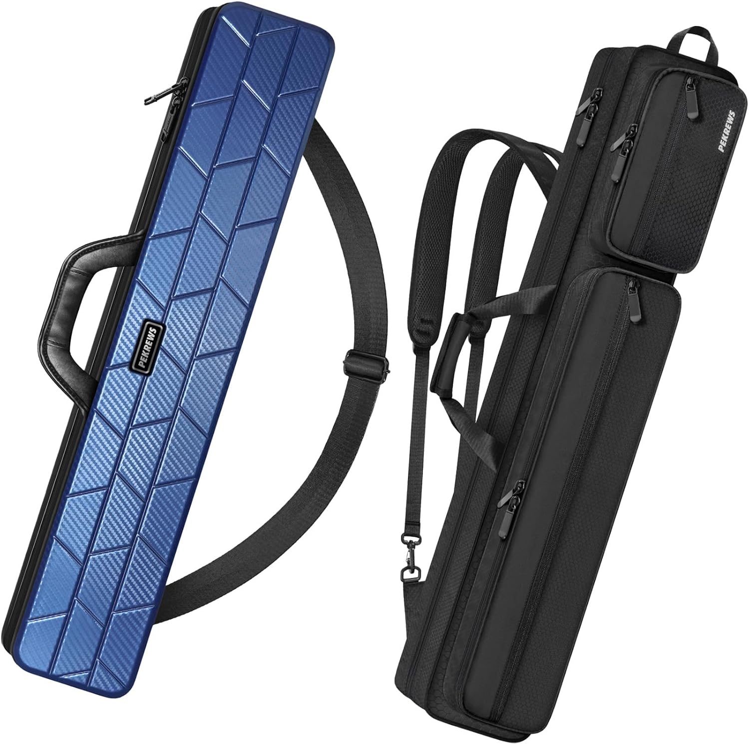 4x5 Soft Cue Bag Black & 4x4 Hard Pool Cue Case Blue Set