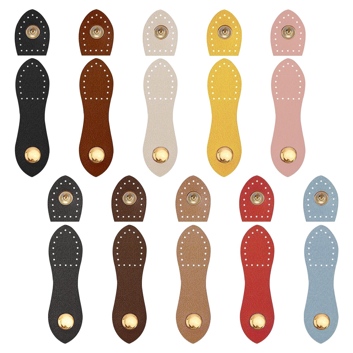SYEYCW 10 Pcs Bag Clasps and Closures, Bag Making Accessories, Leather Snap Buckles Button Closures, Sew on PU Leather Snap Buckles Fasteners, for Purse Cell Phone Case Jacket Notebook DIY Craft