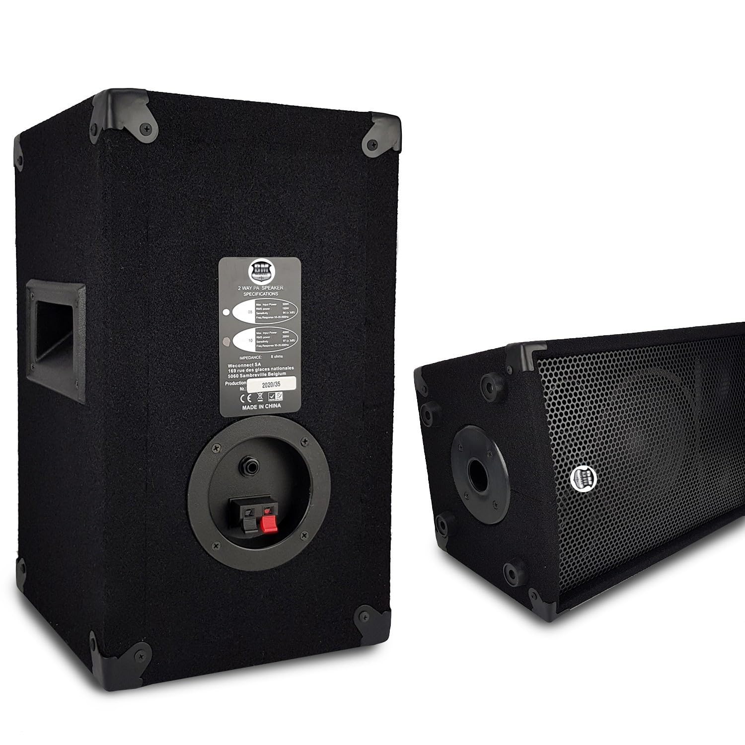 Paire d'enceintes Sono Bass Reflex Trapézoïdal à 3 Voies 8"/20cm - 2 x 300W - BM Bmsonic BMS-08+Clé 32G