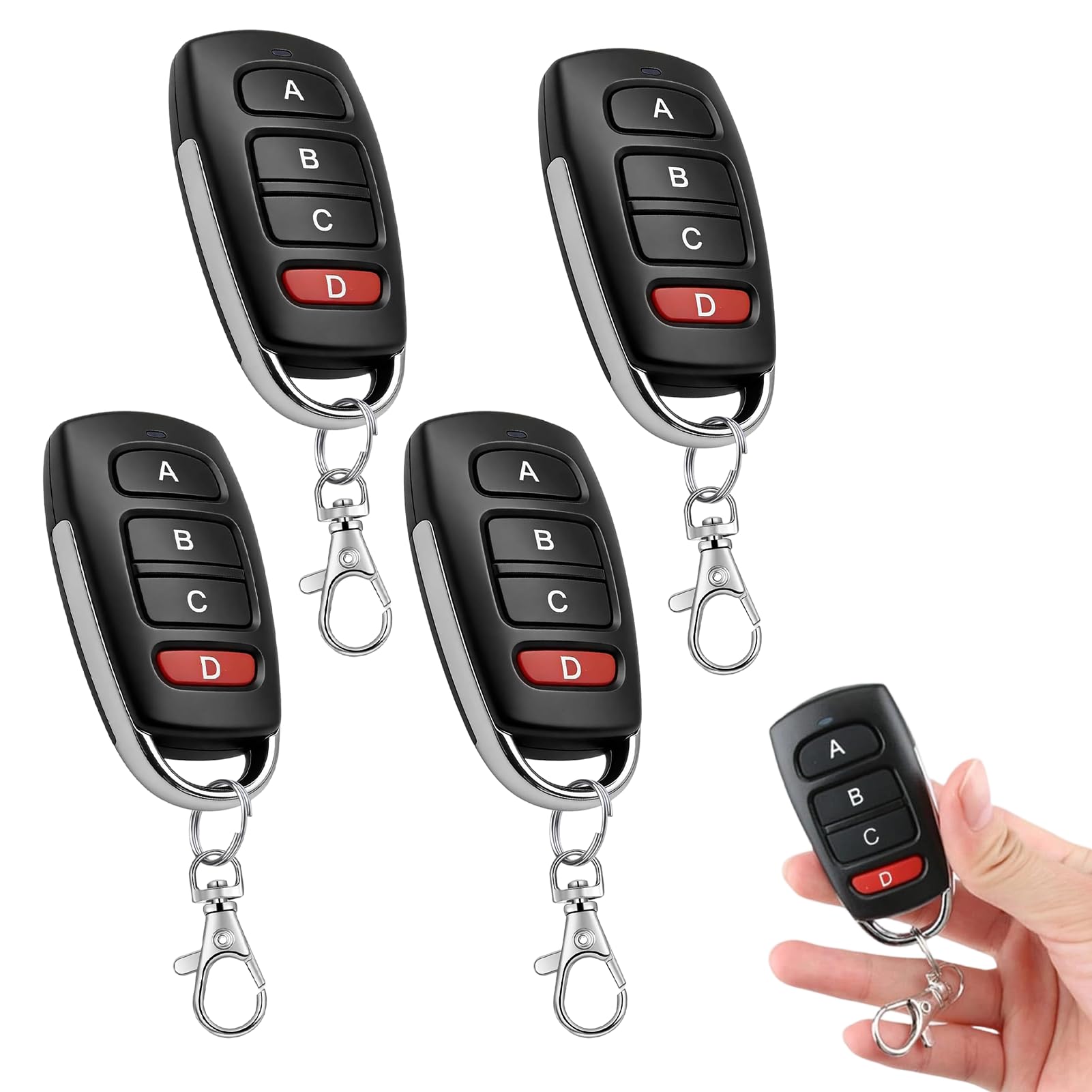 4Pcs Unidades de Control Remoto Puerta 433.92 MHz, Mando Universal Para Puerta de Garaje,Universal Código Rodante Duplicador,Control Remoto Puerta 433.92 MHz,4 Botones Control Remoto Puerta Automática