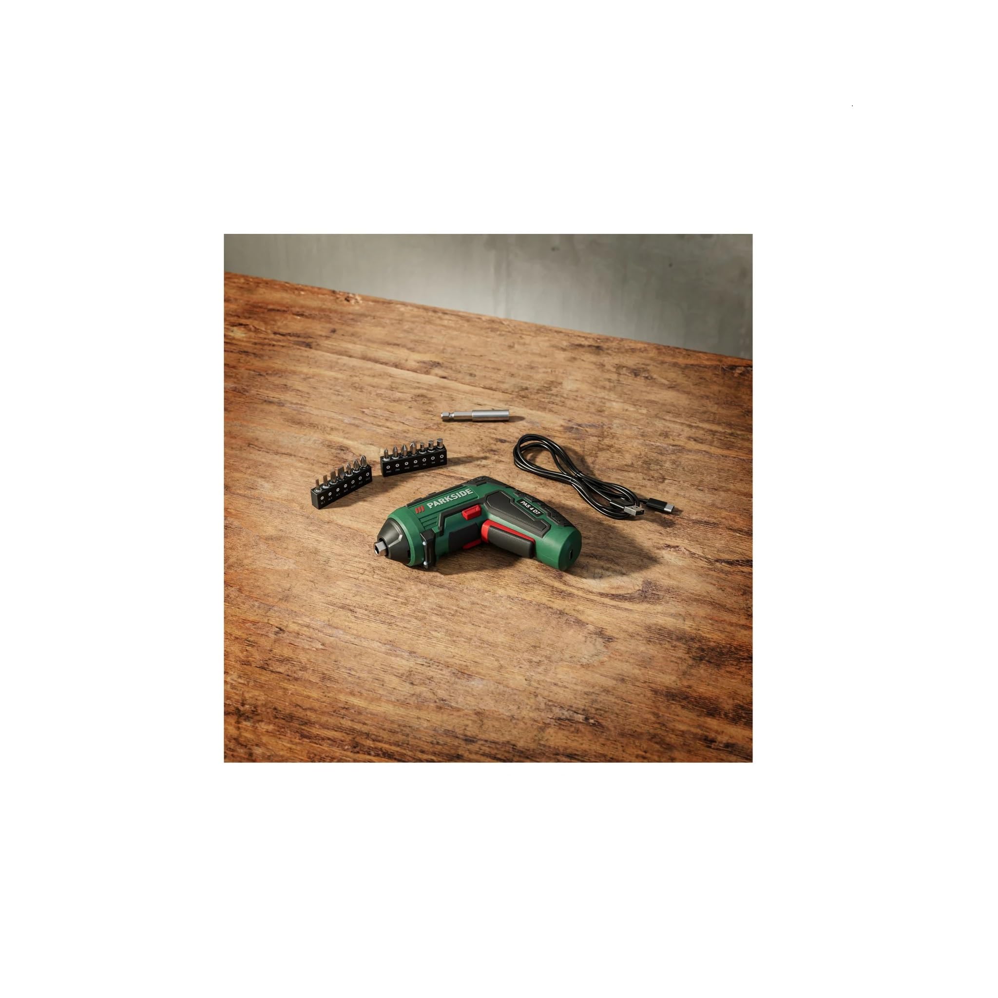 PARKSIDE Atornillador inalámbrico 4 V PAS 4 D7, con cable de carga USB, atornillador taladro a batería