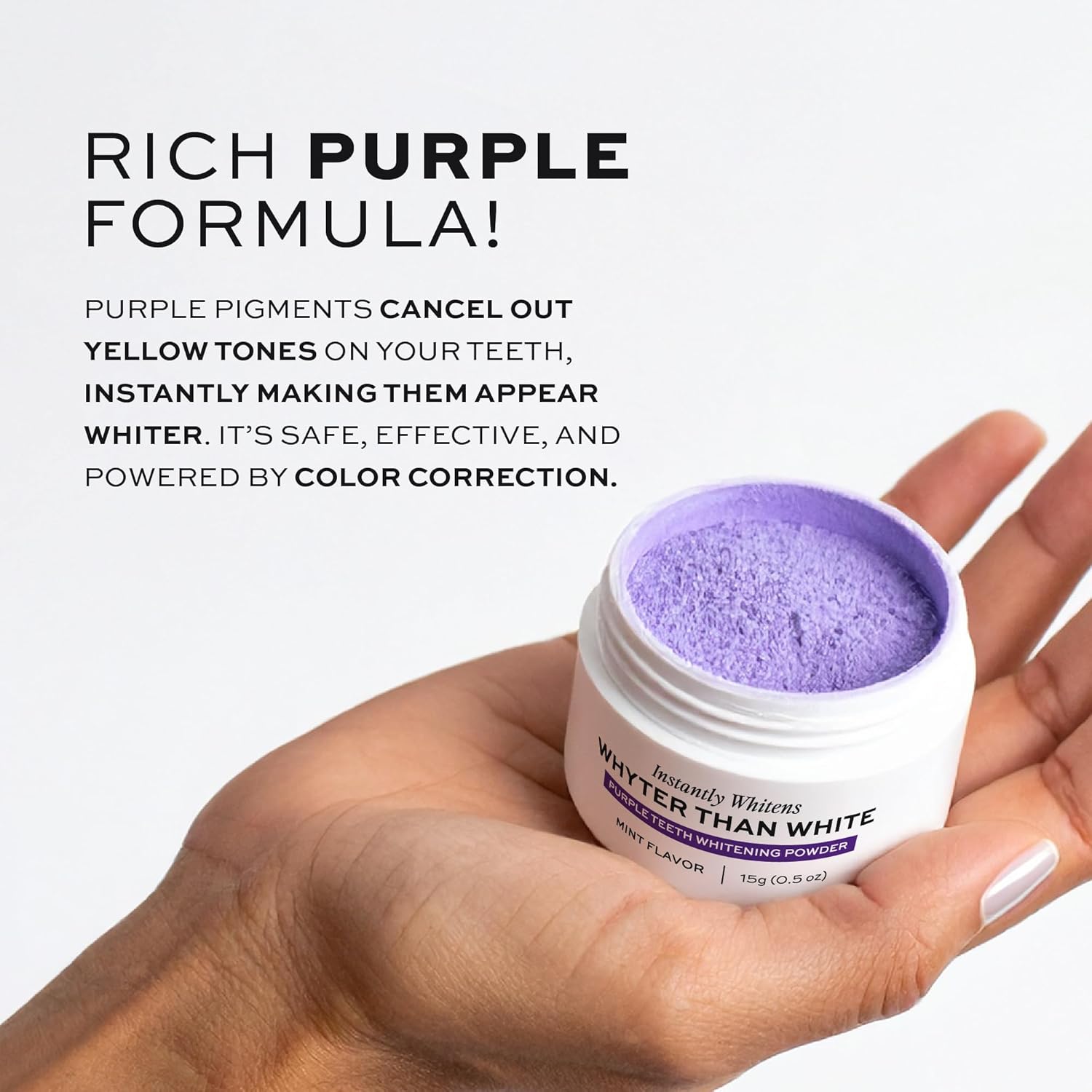 Whyte Professional Purple Teeth Whitening Powder with Xylitol & Hydroxyapatite - Remineralizing Tooth Whitener for Sensitive Teeth - Mint Flavor