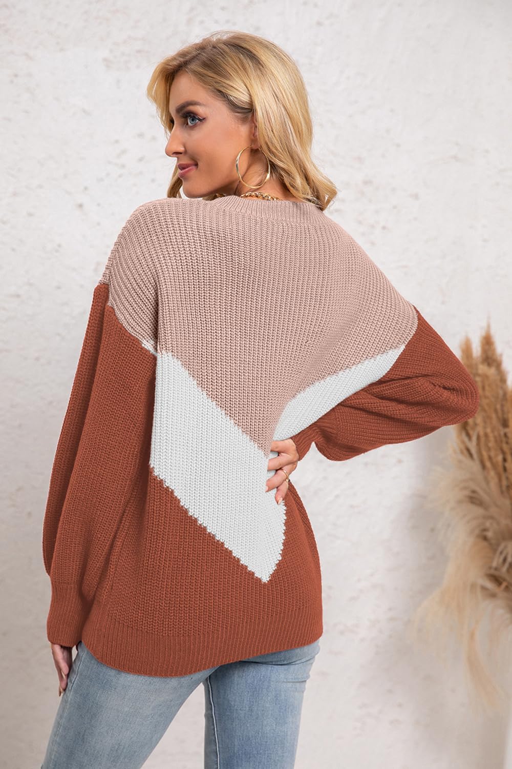 Pullover Damen Herbst Winter Elegant Strickpullover Oversize Langarm Pulli Sweatshirt Oberteile Women's Jumpers