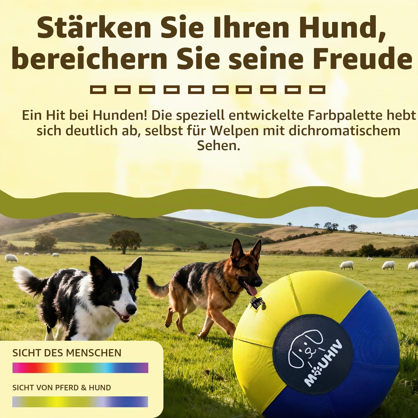 25'' Herding Ball für Hunde, Große Pferdebälle, Hundetrainingsball mit Handpumpe, Interaktiv Hundespielzeug, Hundebälle für Training Outdoor Sport Pferdespielzeug (L)
